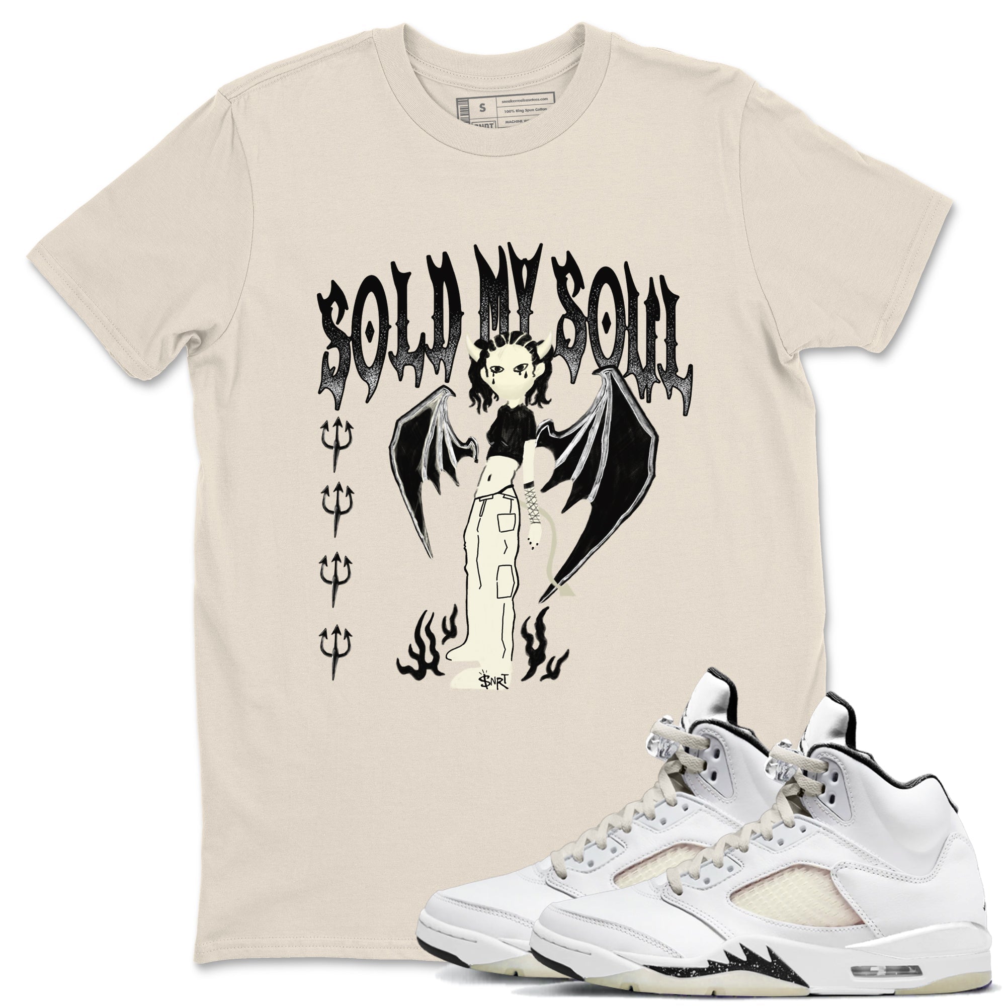5s Sail shirt to match jordans Sold My Soul sneaker tees Air Jordan 5 Sail Drip Gear Zone unisex cotton Natural 1 crew neck shirt