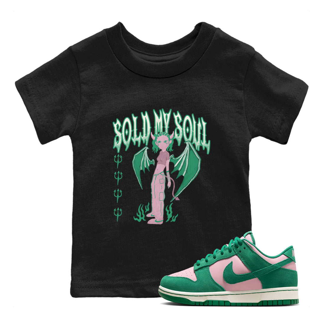 Dunk Medium Soft Pink Malachite shirt to match jordans Sold My Soul sneaker tees Dunk Medium Soft Pink Malachite Drip Gear Zone baby toddler Black 1 cotton Shirt
