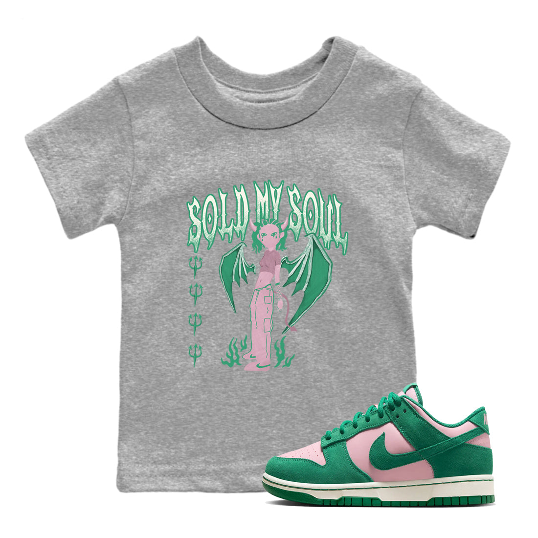 Dunk Medium Soft Pink Malachite shirt to match jordans Sold My Soul sneaker tees Dunk Medium Soft Pink Malachite Drip Gear Zone baby toddler Heather Grey 1 cotton Shirt