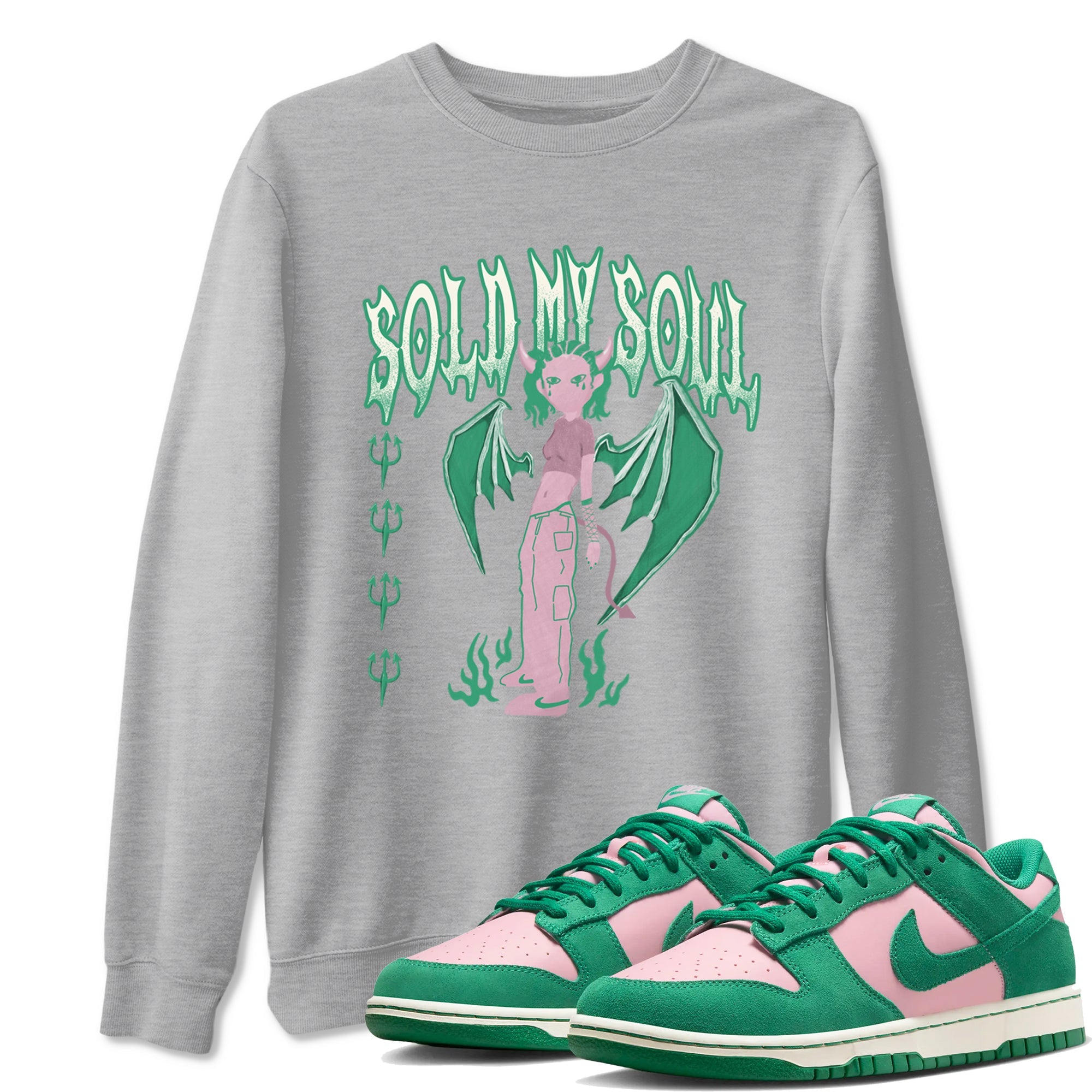 Dunk Medium Soft Pink Malachite shirt to match jordans Sold My Soul sneaker tees Dunk Medium Soft Pink Malachite Drip Gear Zone unisex cotton Heather Grey 1 crew neck shirt
