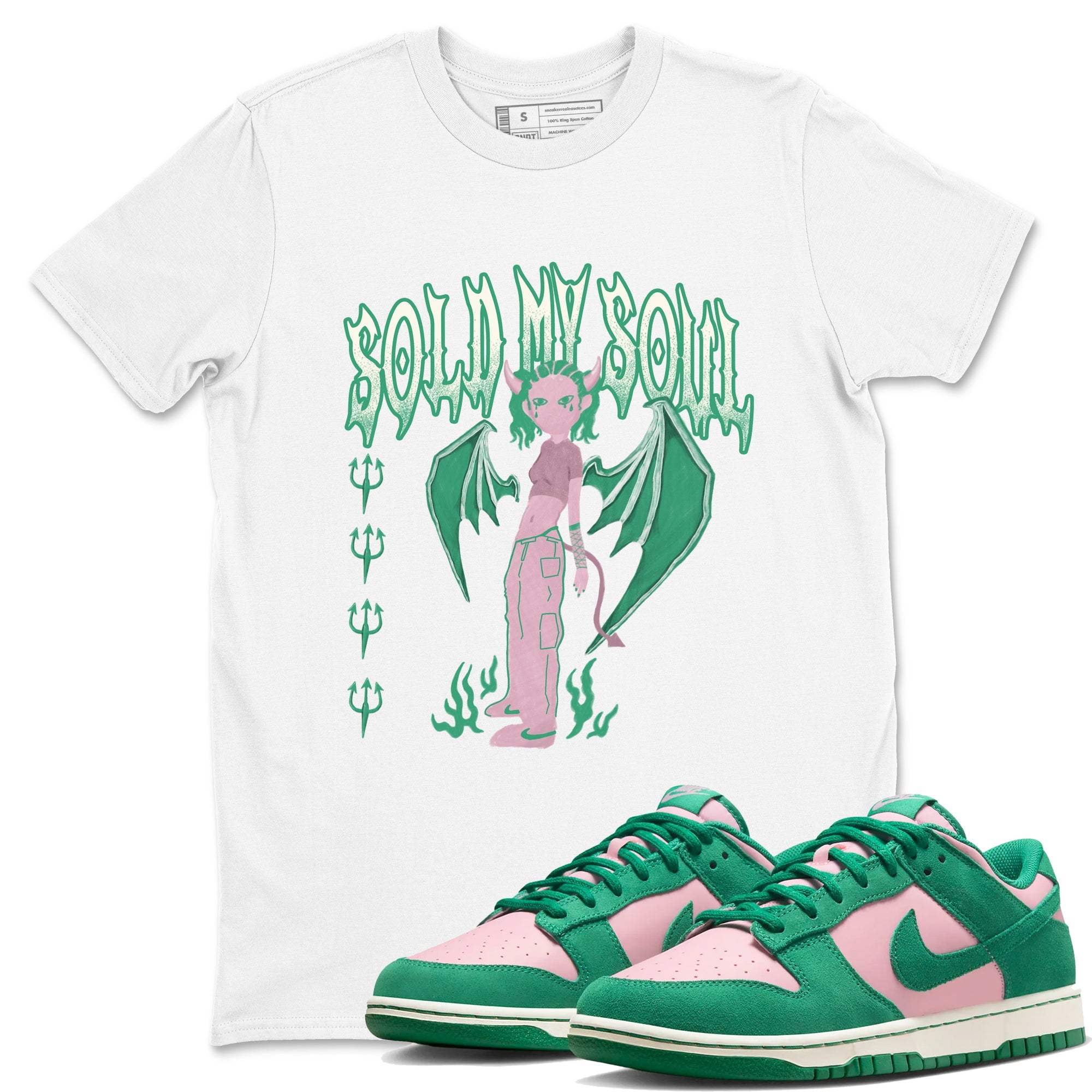 Dunk Medium Soft Pink Malachite shirt to match jordans Sold My Soul sneaker tees Dunk Medium Soft Pink Malachite Drip Gear Zone unisex cotton White 1 crew neck shirt