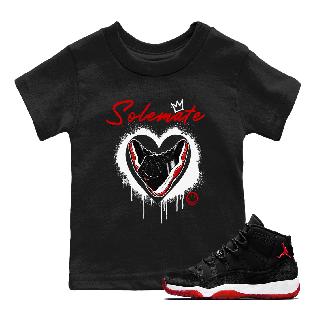 11s Bred Velvet shirts to match jordans Solemate sneaker match tees Air Jordan 11 Bred Velvet match shoes to clothes Drip Gear Zone Youth Baby Black 1 tee