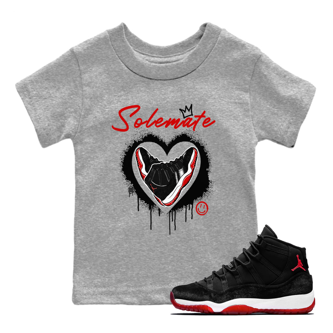 11s Bred Velvet shirts to match jordans Solemate sneaker match tees Air Jordan 11 Bred Velvet match shoes to clothes Drip Gear Zone Youth Baby Heather Grey 1 tee