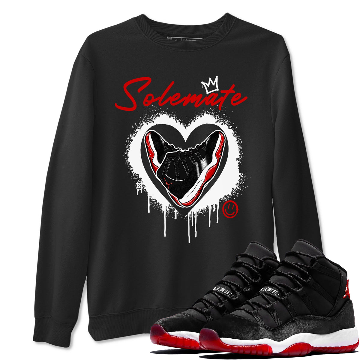11s Bred Velvet shirts to match jordans Solemate sneaker match tees Air Jordan 11 Bred Velvet match shoes to clothes Drip Gear Zone unisex cotton Black 1 shirts