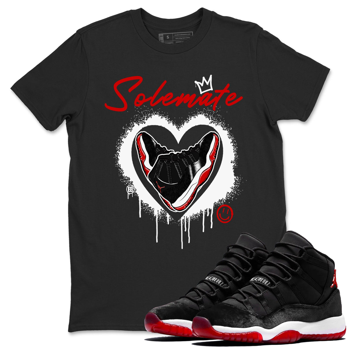 11s Bred Velvet shirts to match jordans Solemate sneaker match tees Air Jordan 11 Bred Velvet match shoes to clothes Drip Gear Zone unisex cotton Black 1 shirts