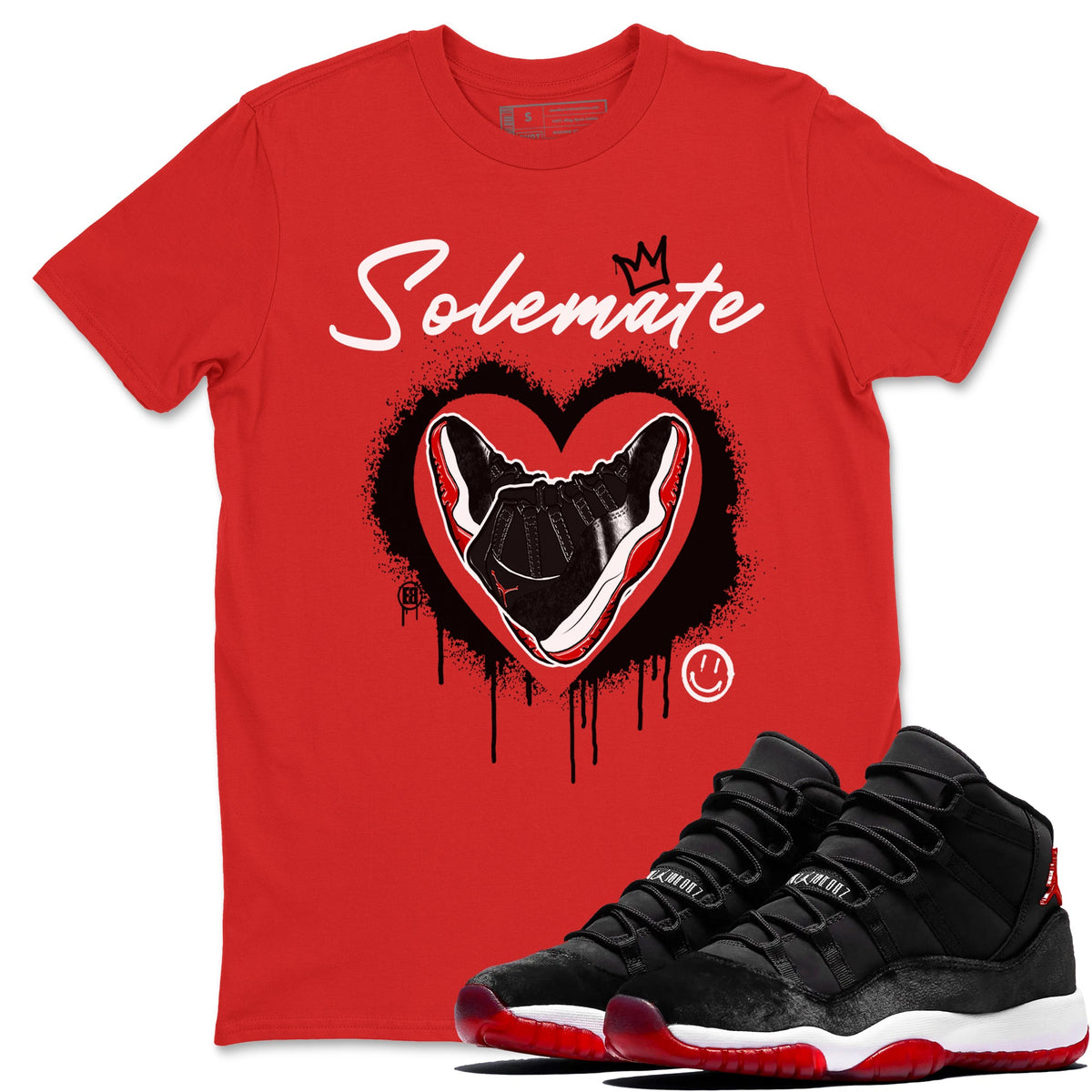11s Bred Velvet shirts to match jordans Solemate sneaker match tees Air Jordan 11 Bred Velvet match shoes to clothes Drip Gear Zone unisex cotton Red 1 shirts