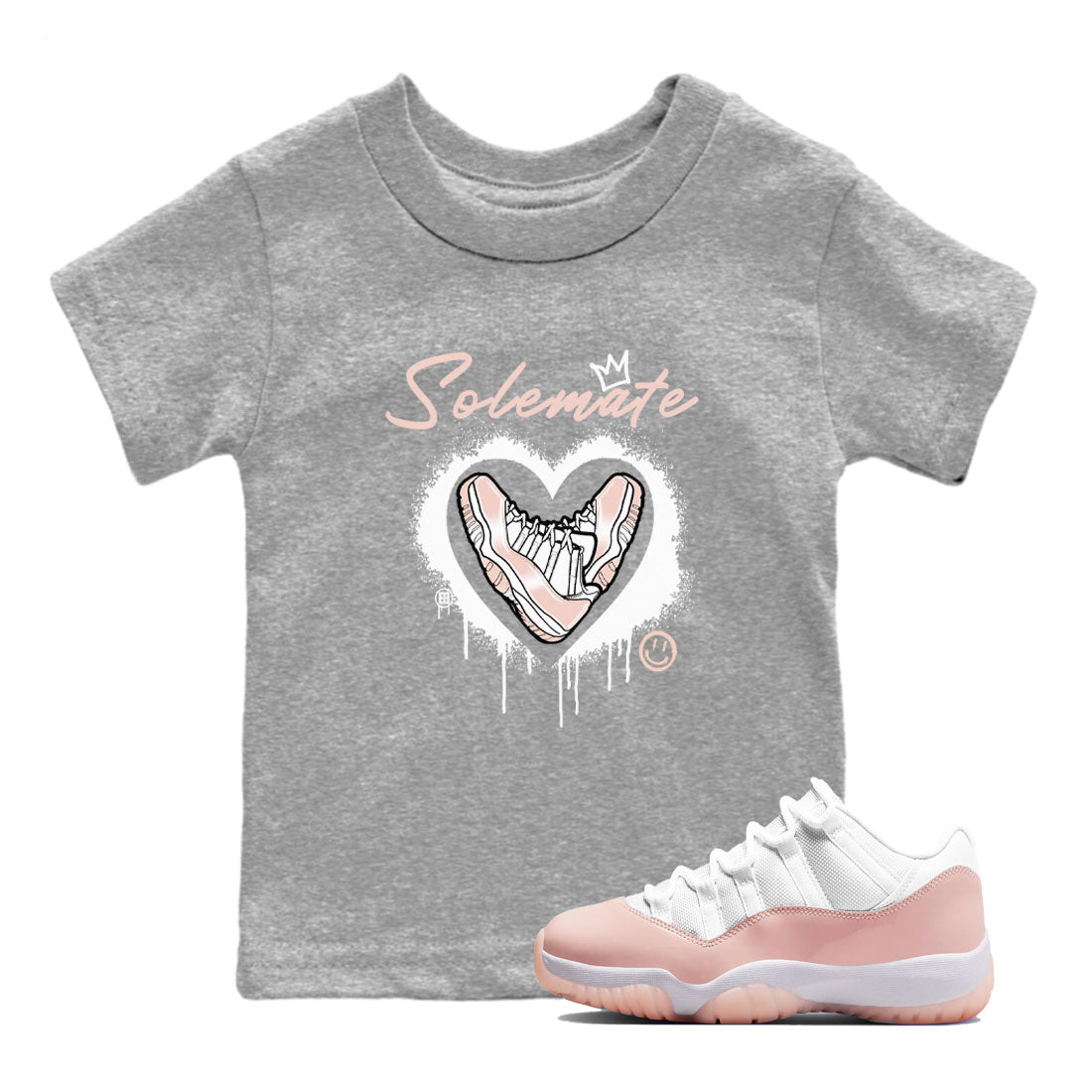 11s Legend Pink shirt to match jordans Solemate sneaker tees Air Jordan 11 Legend Pink Drip Gear Zone baby toddler Heather Grey 1 cotton Shirt