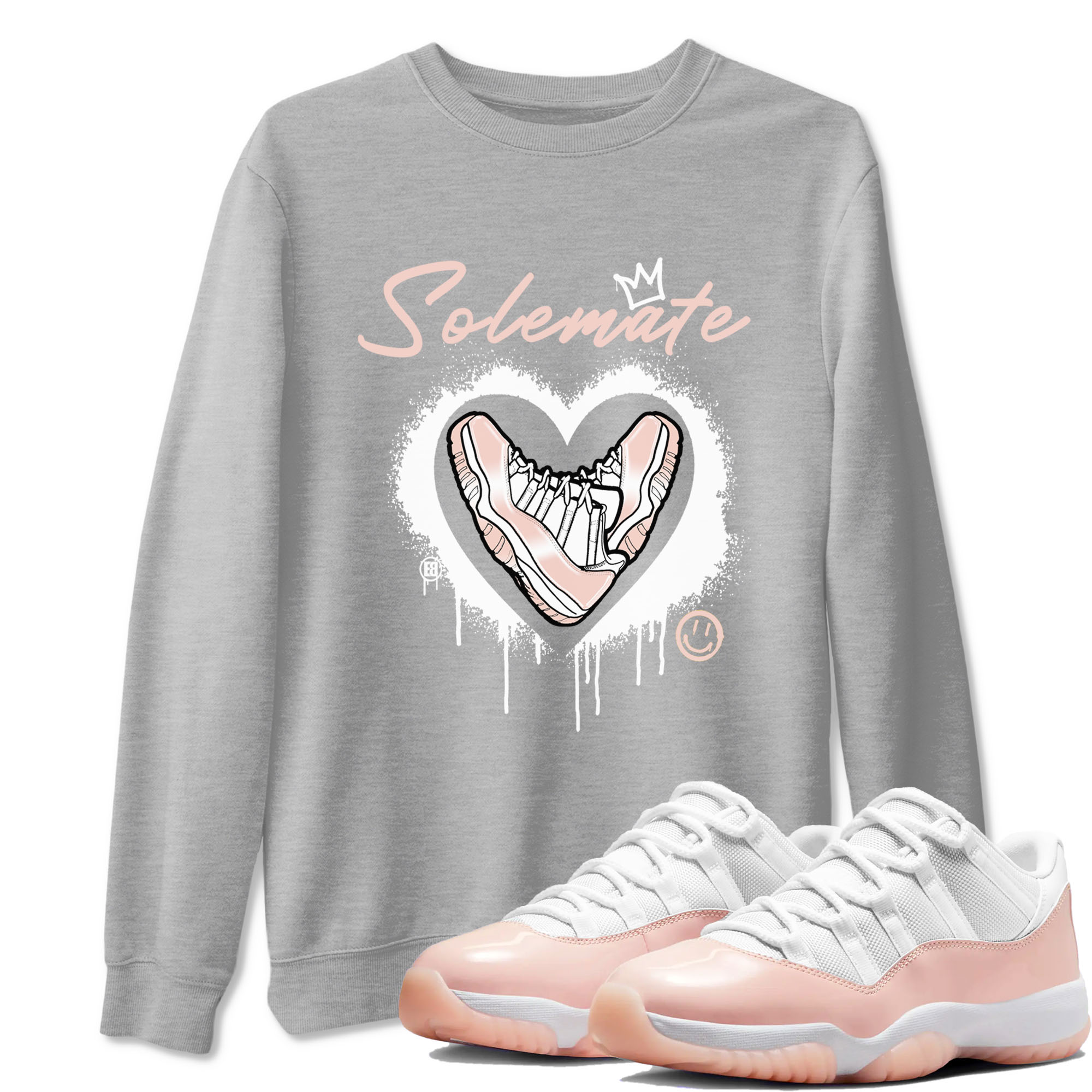 11s Legend Pink shirt to match jordans Solemate sneaker tees Air Jordan 11 Legend Pink Drip Gear Zone unisex cotton Heather Grey 1 crew neck shirt