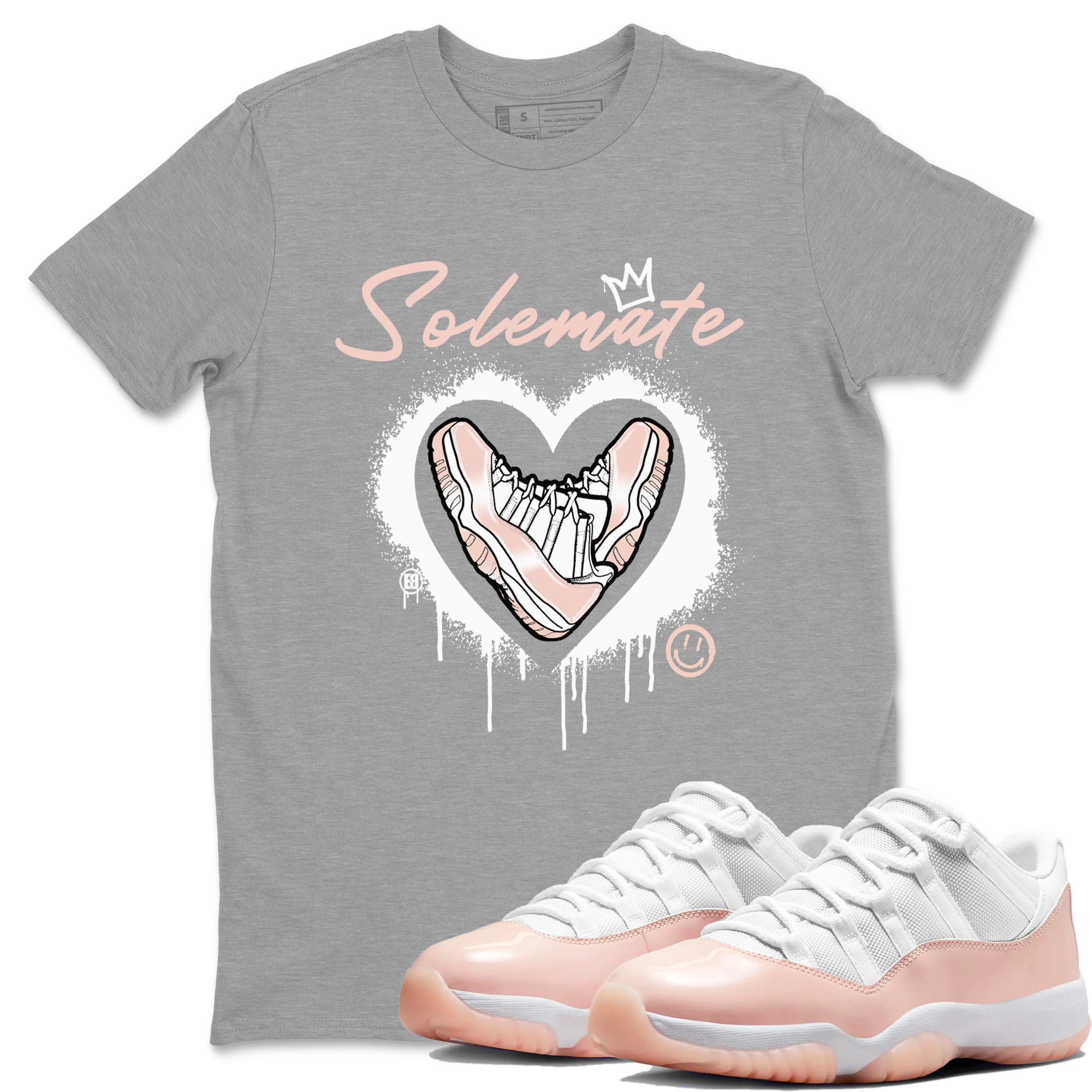 11s Legend Pink shirt to match jordans Solemate sneaker tees Air Jordan 11 Legend Pink Drip Gear Zone unisex cotton Heather Grey 1 crew neck shirt