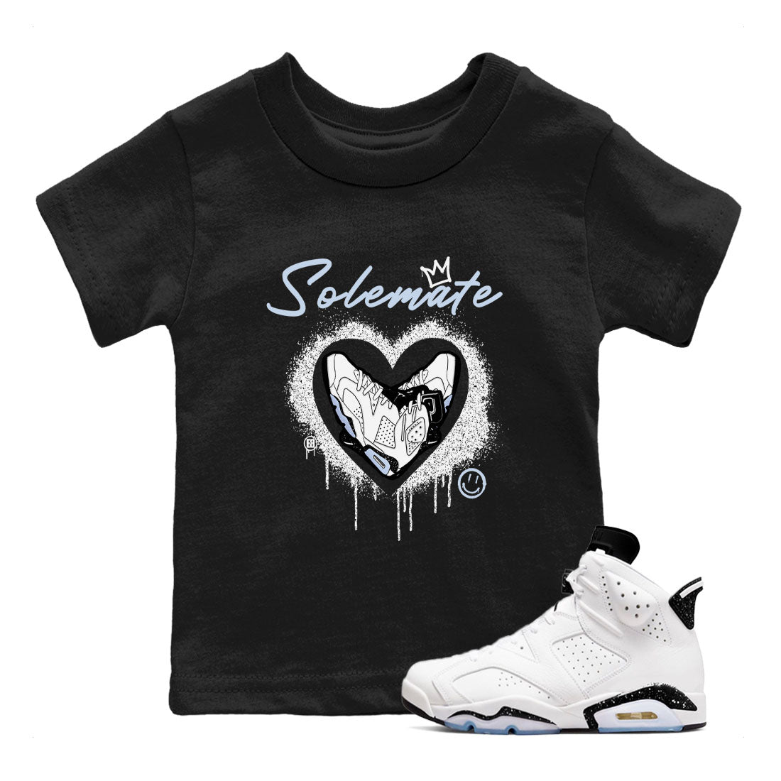 AJ6 White Black shirts to match jordans Solemate sneaker match tees Air Jordan 6 White Black Drip Gear Zone streetwear brand Baby and Youth Black 1 cotton tee