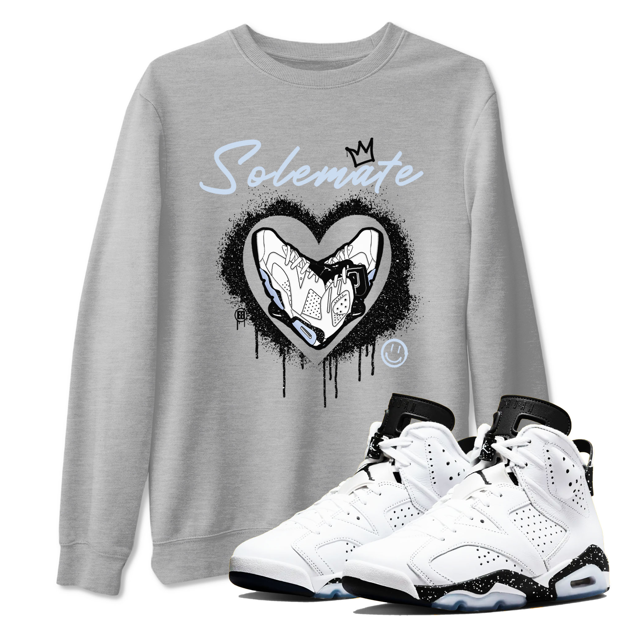 AJ6 White Black shirts to match jordans Solemate sneaker match tees Air Jordan 6 White Black Drip Gear Zone streetwear brand Heather Grey 1 unisex cotton tee