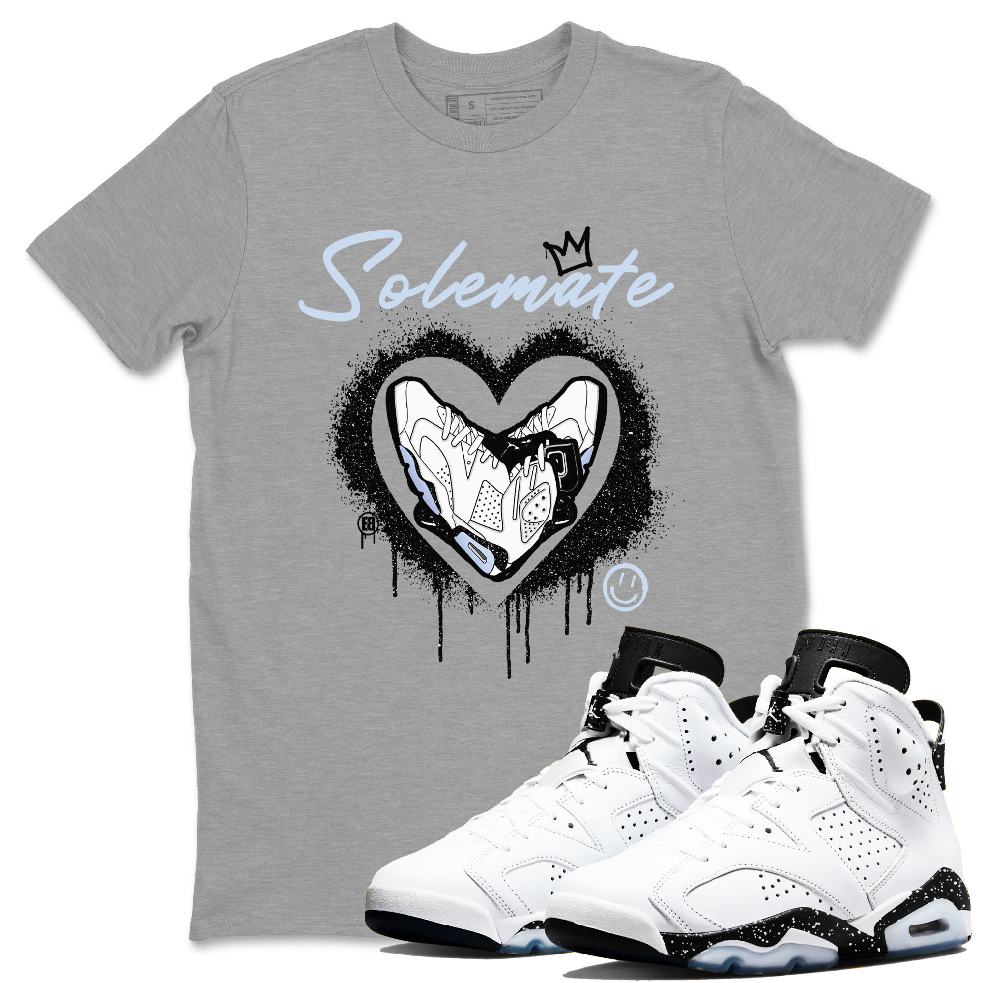 AJ6 White Black shirts to match jordans Solemate sneaker match tees Air Jordan 6 White Black Drip Gear Zone streetwear brand Heather Grey 1 unisex cotton tee