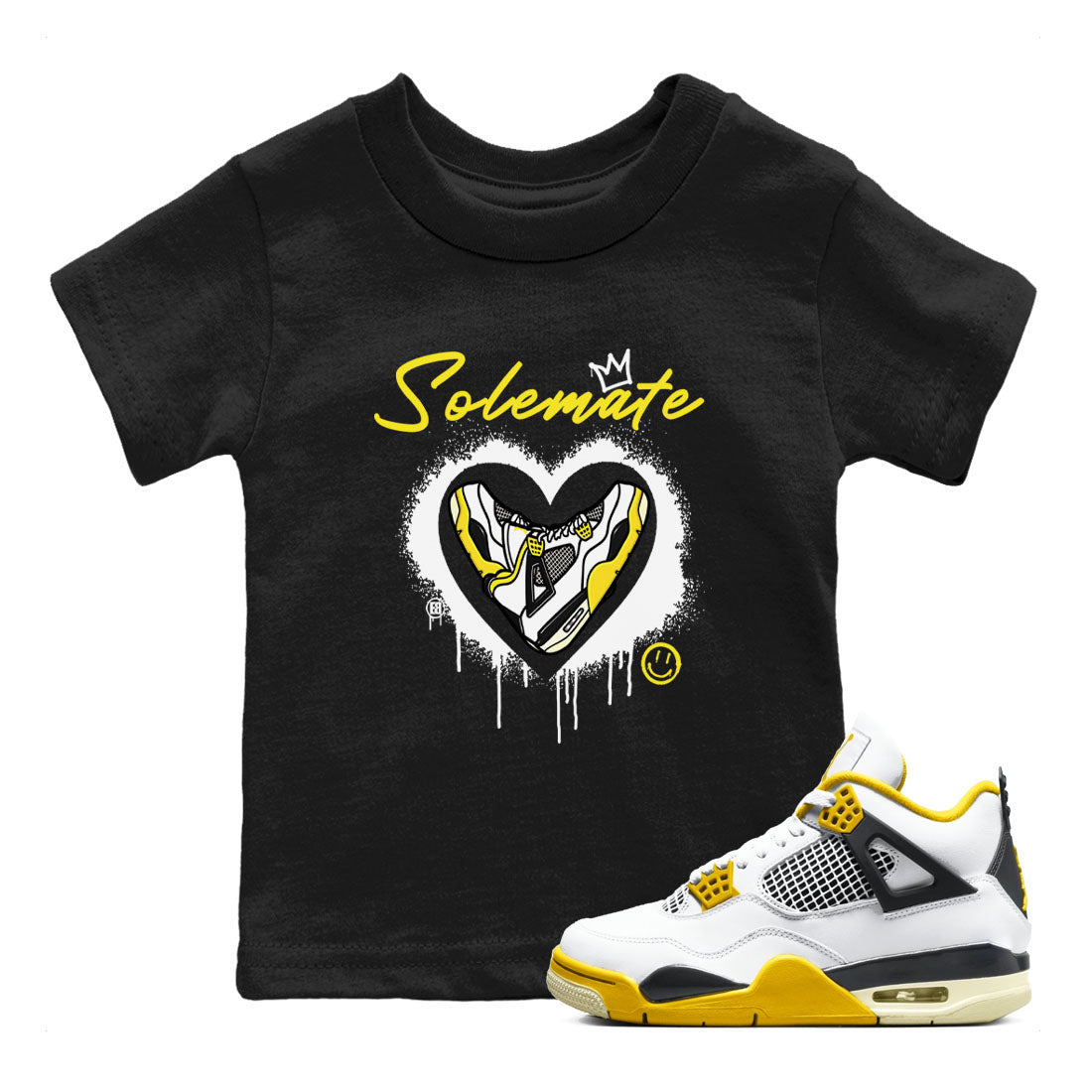 Air Jordan 4 Retro Vivid Sulfur shirt to match jordans Soulmate sneaker tees 4s Vivid Sulfur Drip Gear Zone baby toddler Black 1 cotton Shirt