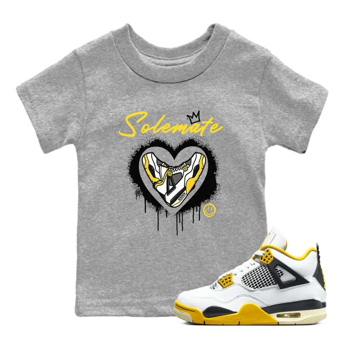 Air Jordan 4 Retro Vivid Sulfur shirt to match jordans Soulmate sneaker tees 4s Vivid Sulfur Drip Gear Zone baby toddler Heather Grey 1 cotton Shirt
