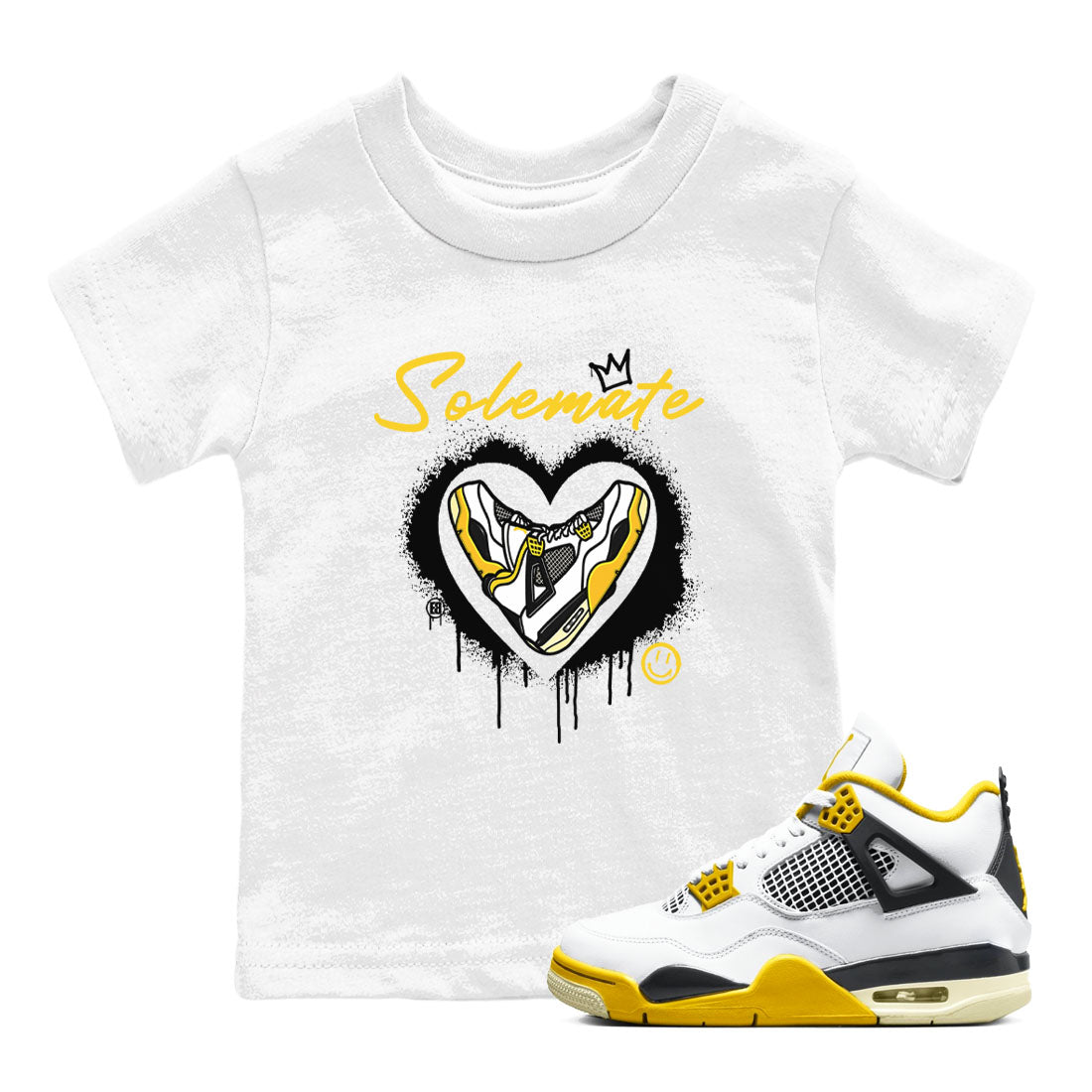 Air Jordan 4 Retro Vivid Sulfur shirt to match jordans Soulmate sneaker tees 4s Vivid Sulfur Drip Gear Zone baby toddler White 1 cotton Shirt