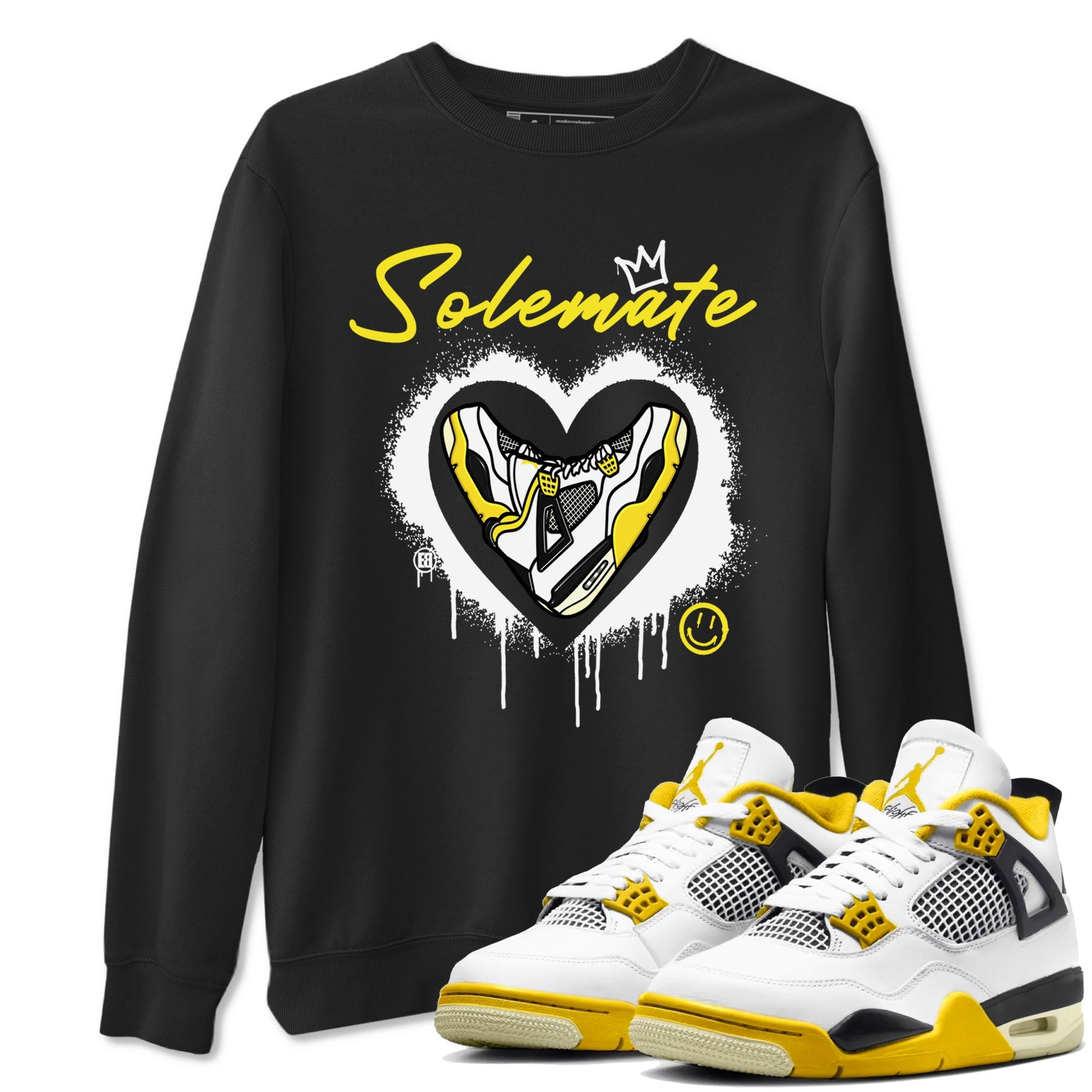 Air Jordan 4 Retro Vivid Sulfur shirt to match jordans Soulmate sneaker tees 4s Vivid Sulfur Drip Gear Zone unisex cotton Black 1 crew neck shirt