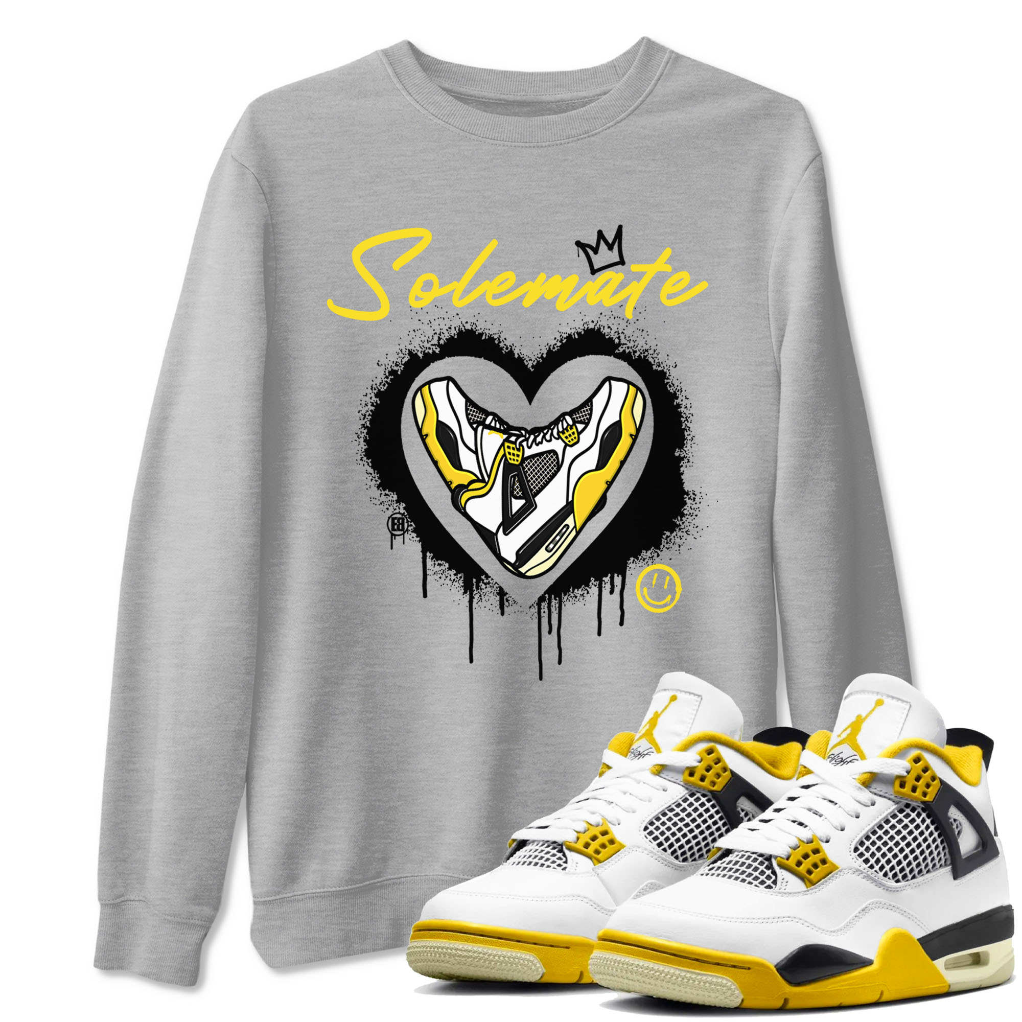 Air Jordan 4 Retro Vivid Sulfur shirt to match jordans Soulmate sneaker tees 4s Vivid Sulfur Drip Gear Zone unisex cotton Heather Grey 1 crew neck shirt