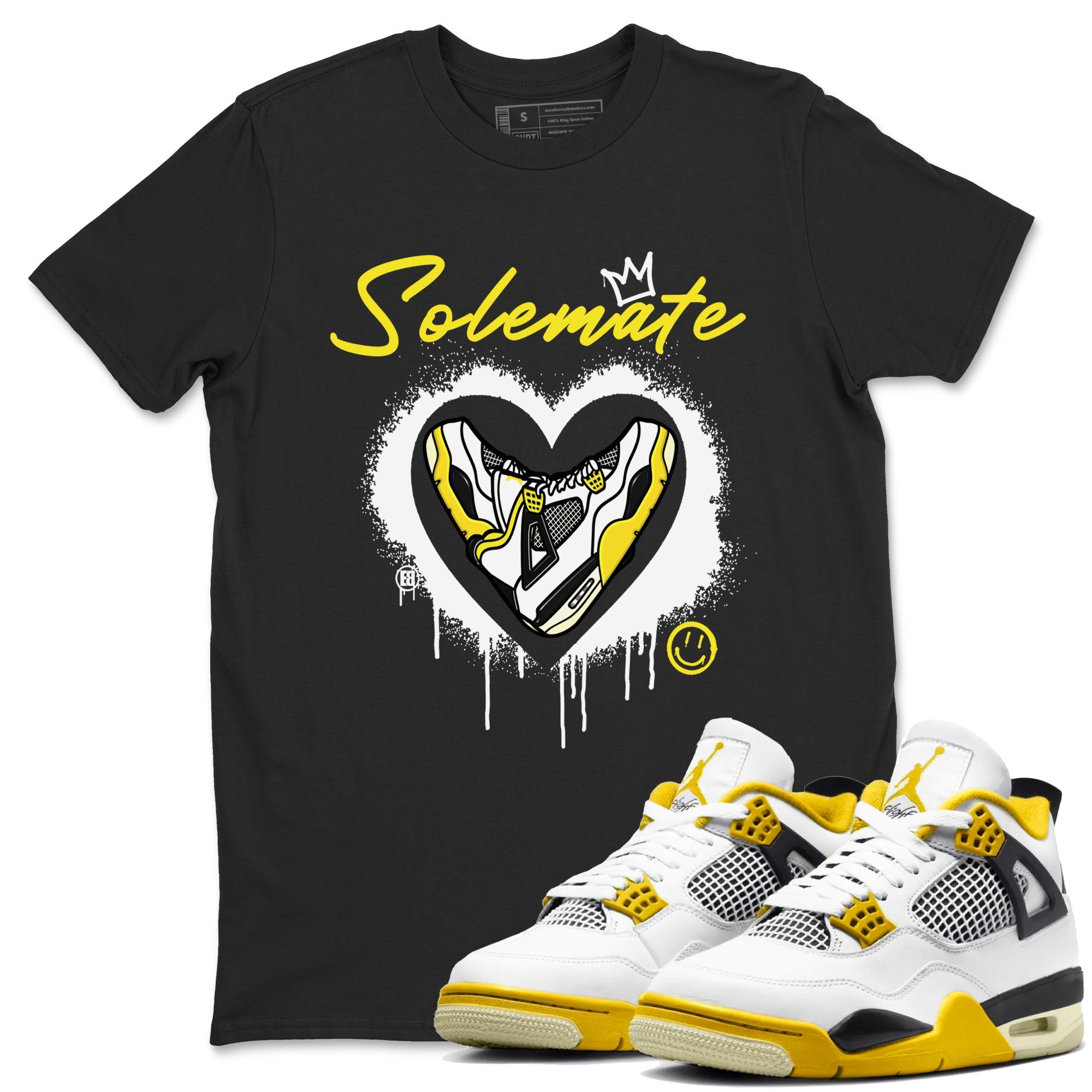 Air Jordan 4 Retro Vivid Sulfur shirt to match jordans Soulmate sneaker tees 4s Vivid Sulfur Drip Gear Zone unisex cotton Black 1 crew neck shirt