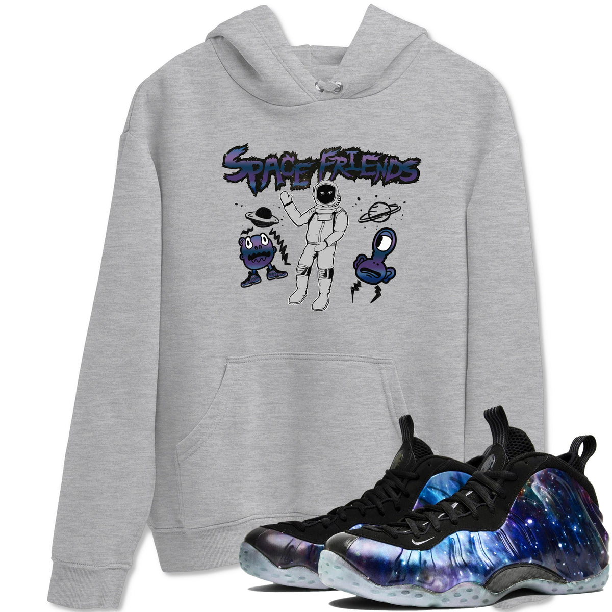 Air Foamposite One Galaxy shirts to match jordans Space Friends sneaker match tees Air Foamposite One Galaxy Drip Gear Zone unisex cotton Heather Grey 1 crew neck shirts