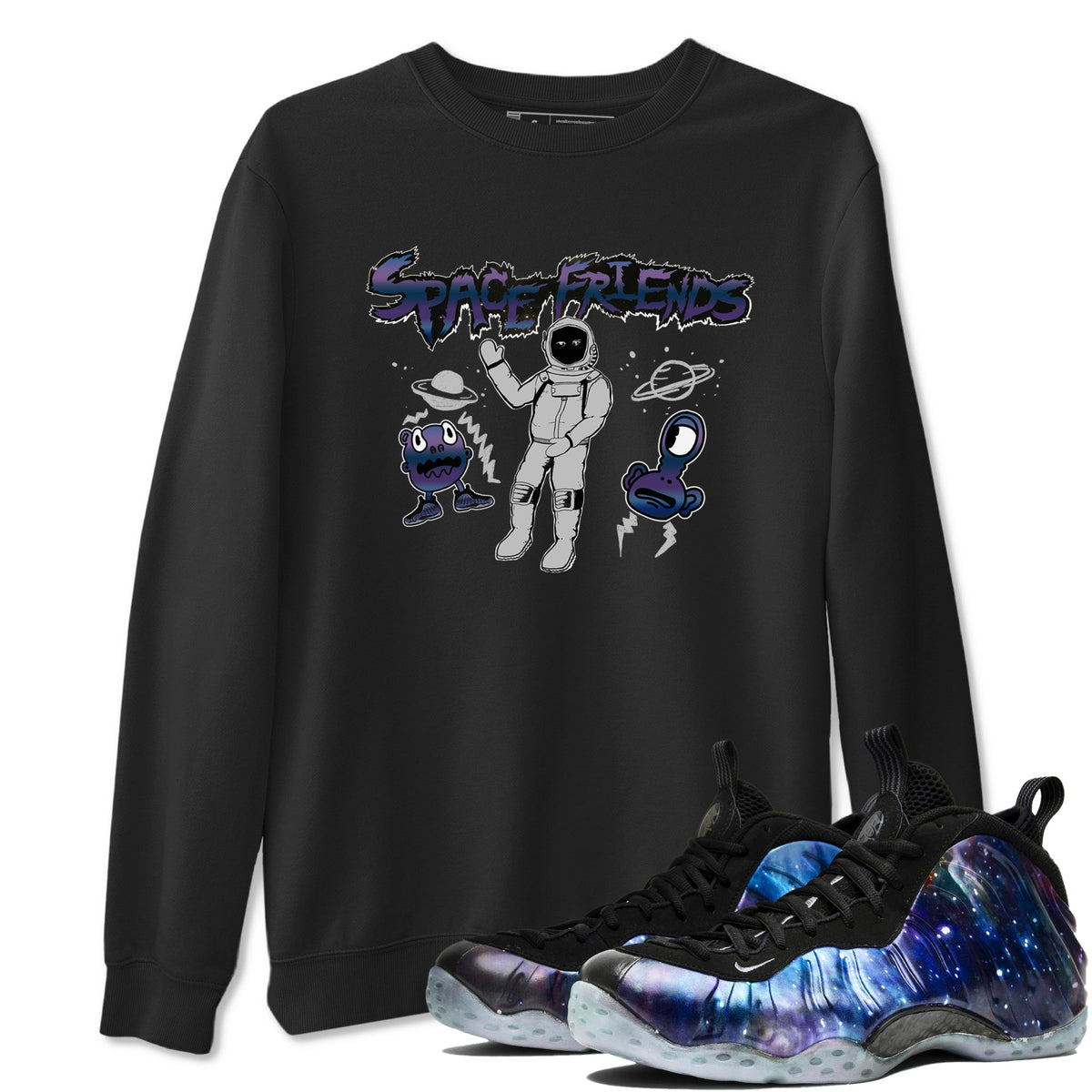 Air Foamposite One Galaxy shirts to match jordans Space Friends sneaker match tees Air Foamposite One Galaxy Drip Gear Zone unisex cotton Black 1 crew neck shirts