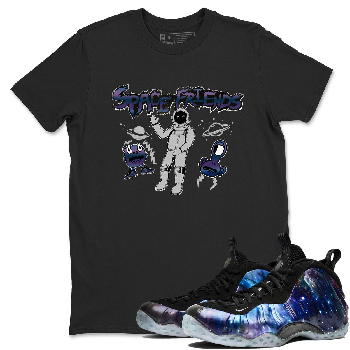 Air Foamposite One Galaxy shirts to match jordans Space Friends sneaker match tees Air Foamposite One Galaxy Drip Gear Zone unisex cotton Black 1 crew neck shirts