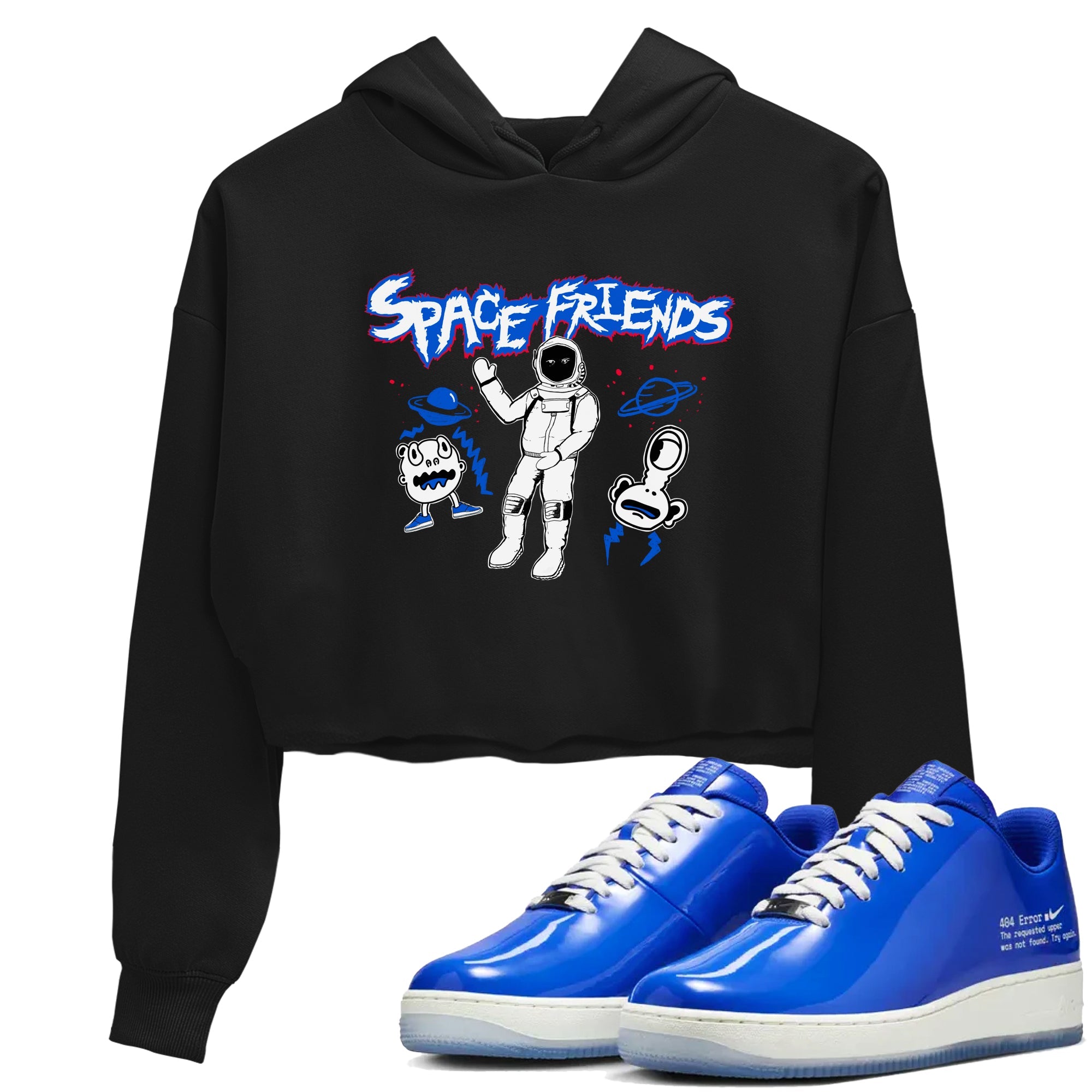 Air Force 1 404 Error shirt to match jordans Space Friends sneaker tees Air Force 1 404 Error Drip Gear Zone Black 1 crop length shirt