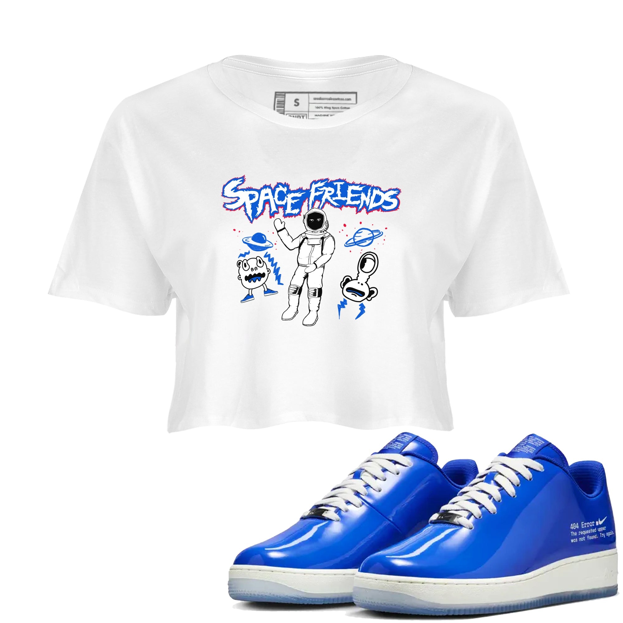 Air Force 1 404 Error shirt to match jordans Space Friends sneaker tees Air Force 1 404 Error Drip Gear Zone White 1 crop length shirt