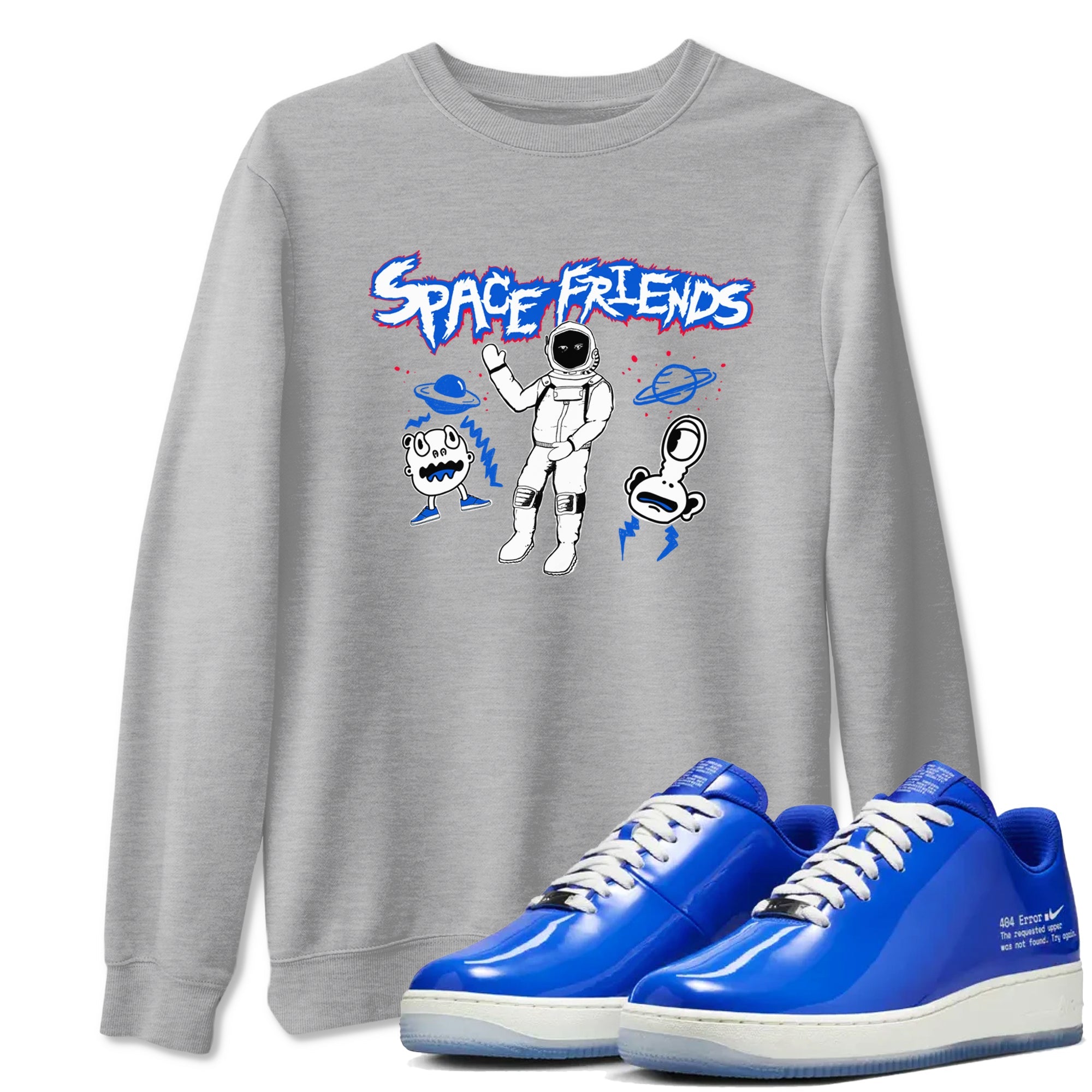 Air Force 1 404 Error shirt to match jordans Space Friends sneaker tees Air Force 1 404 Error Drip Gear Zone unisex cotton Heather Grey 1 crew neck shirt