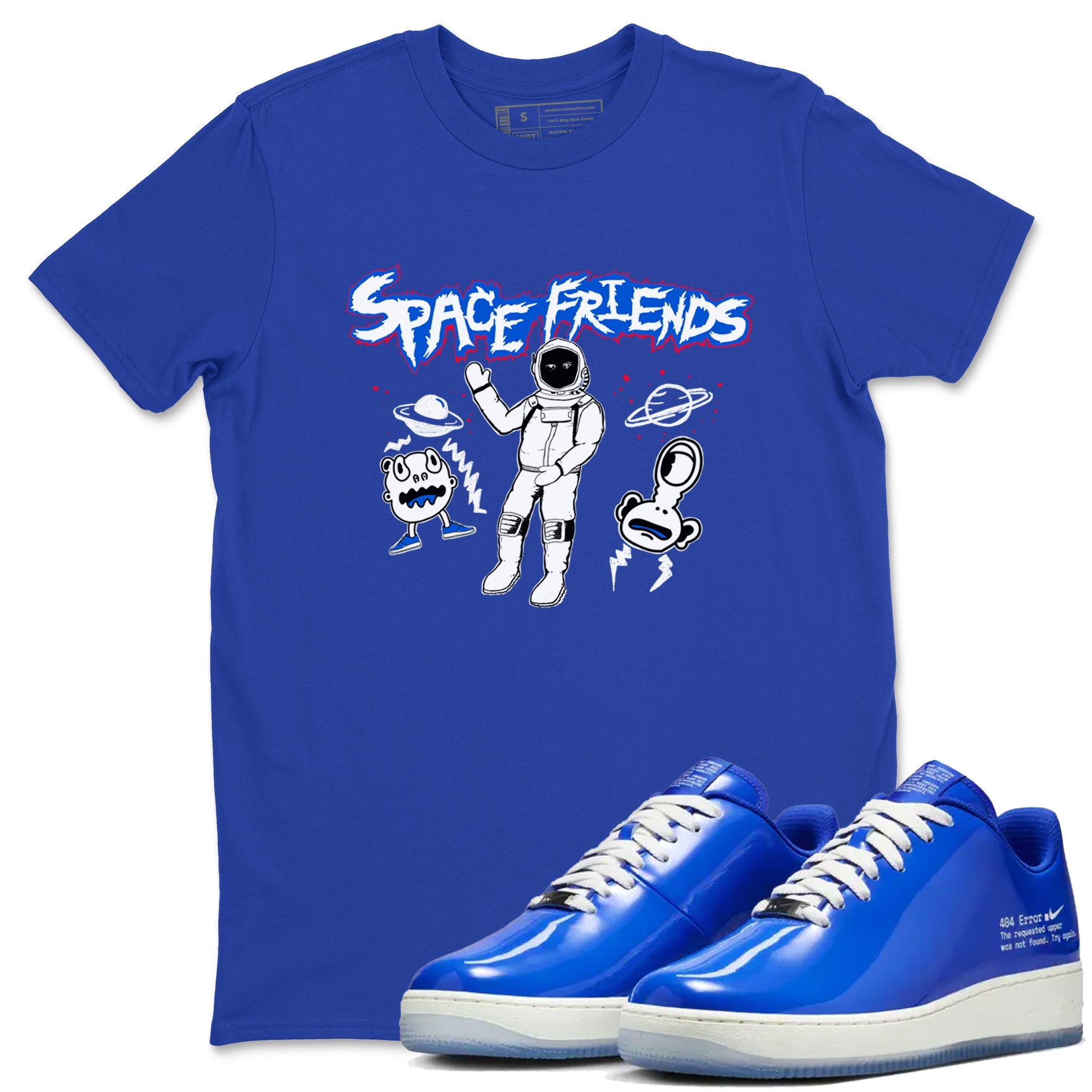 Air Force 1 404 Error shirt to match jordans Space Friends sneaker tees Air Force 1 404 Error Drip Gear Zone unisex cotton Royal Blue 1 crew neck shirt