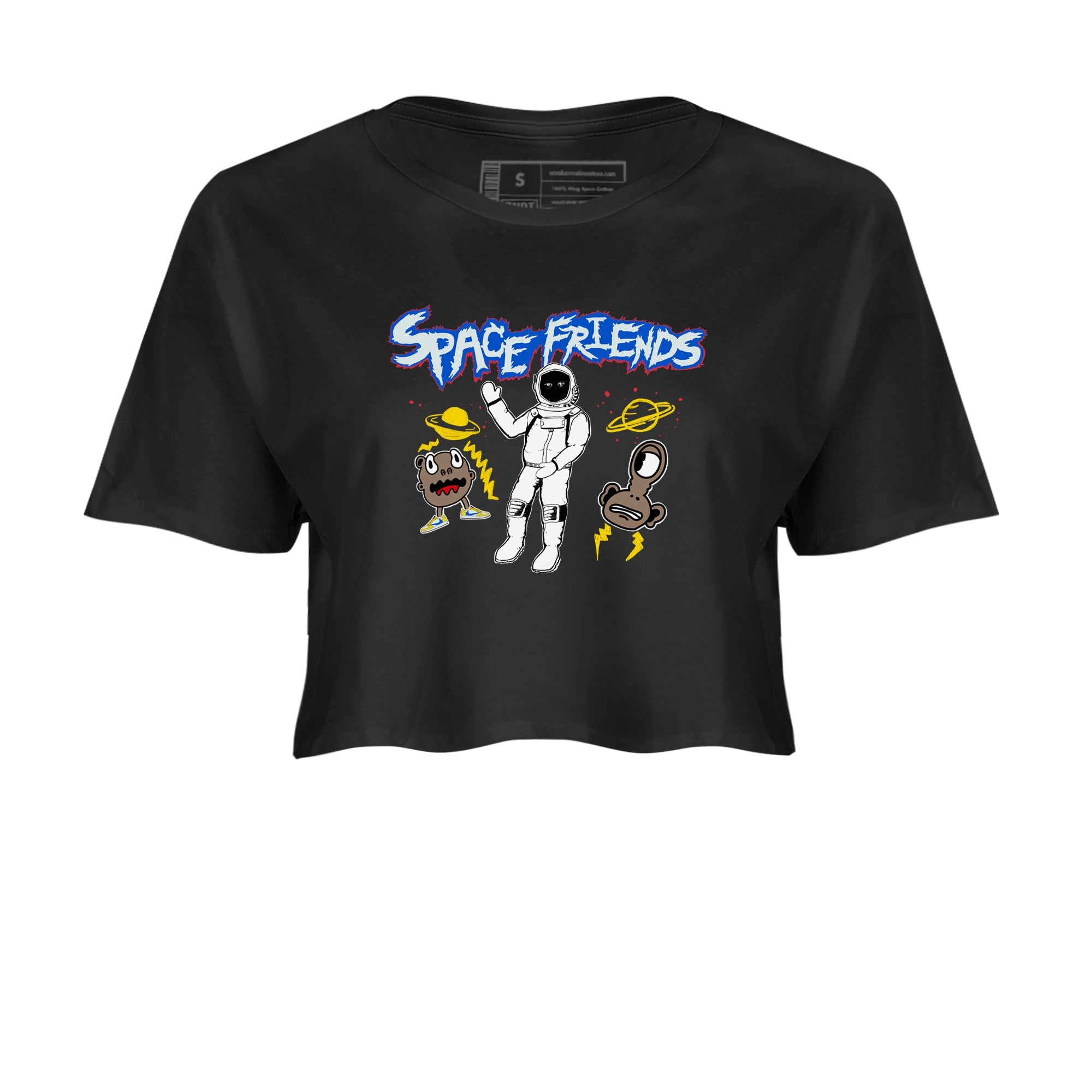 1s Travis Scott Canary shirt to match jordans Space Friends sneaker tees Air Jordan 1 Travis Scott Canary Drip Gear Zone Black 2 crop length shirt