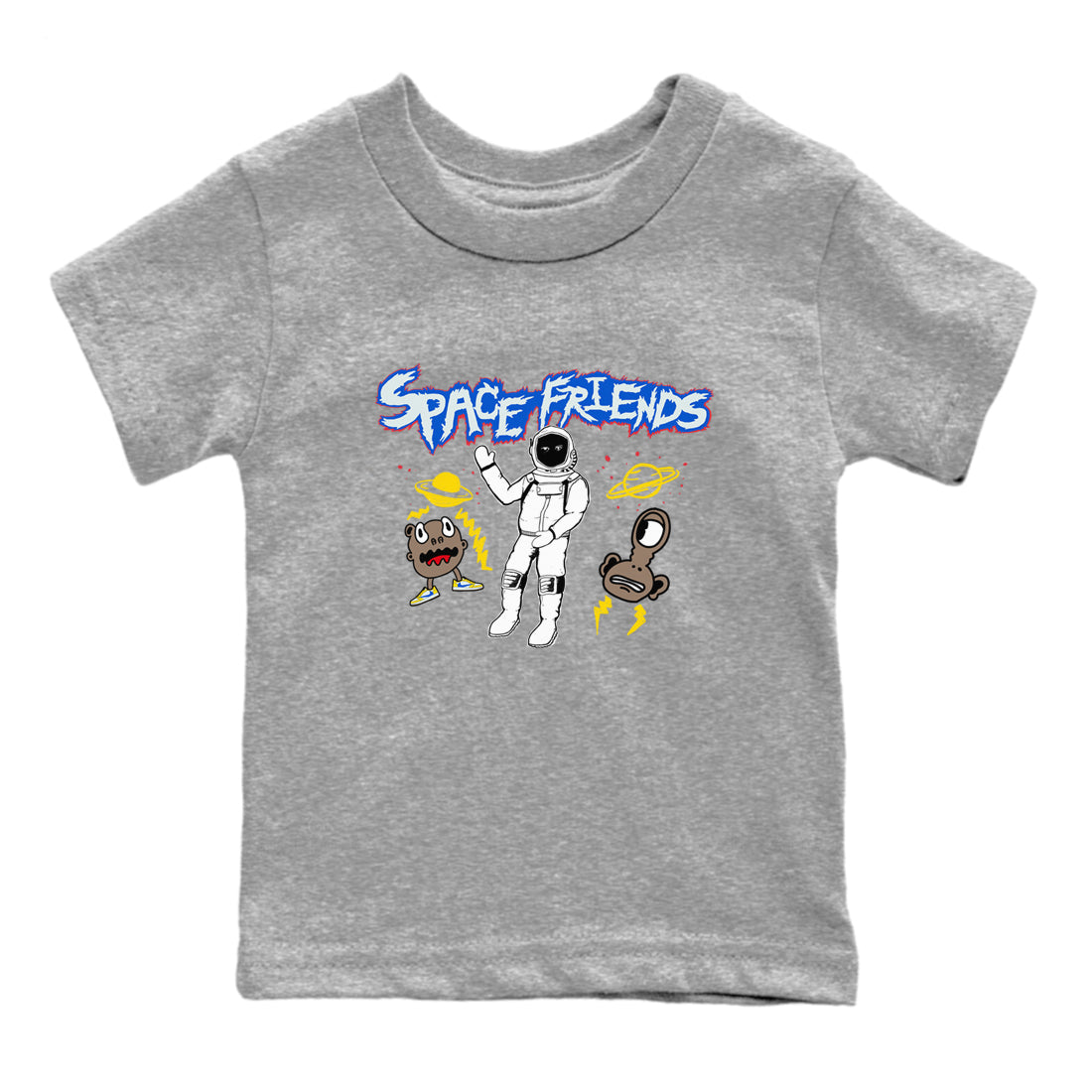 1s Travis Scott Canary shirt to match jordans Space Friends sneaker tees Air Jordan 1 Travis Scott Canary Drip Gear Zone baby toddler Heather Grey 2 cotton Shirt