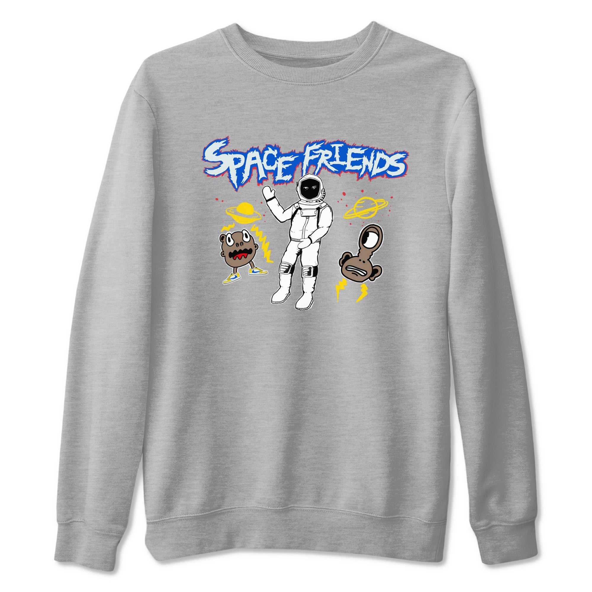 1s Travis Scott Canary shirt to match jordans Space Friends sneaker tees Air Jordan 1 Travis Scott Canary Drip Gear Zone unisex cotton Heather Grey 2 crew neck shirt