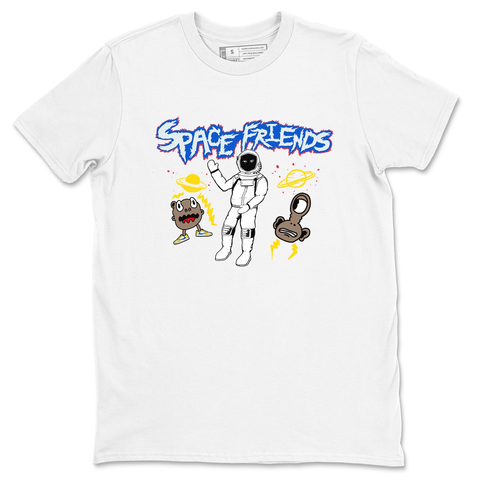 1s Travis Scott Canary shirt to match jordans Space Friends sneaker tees Air Jordan 1 Travis Scott Canary Drip Gear Zone unisex cotton White 2 crew neck shirt