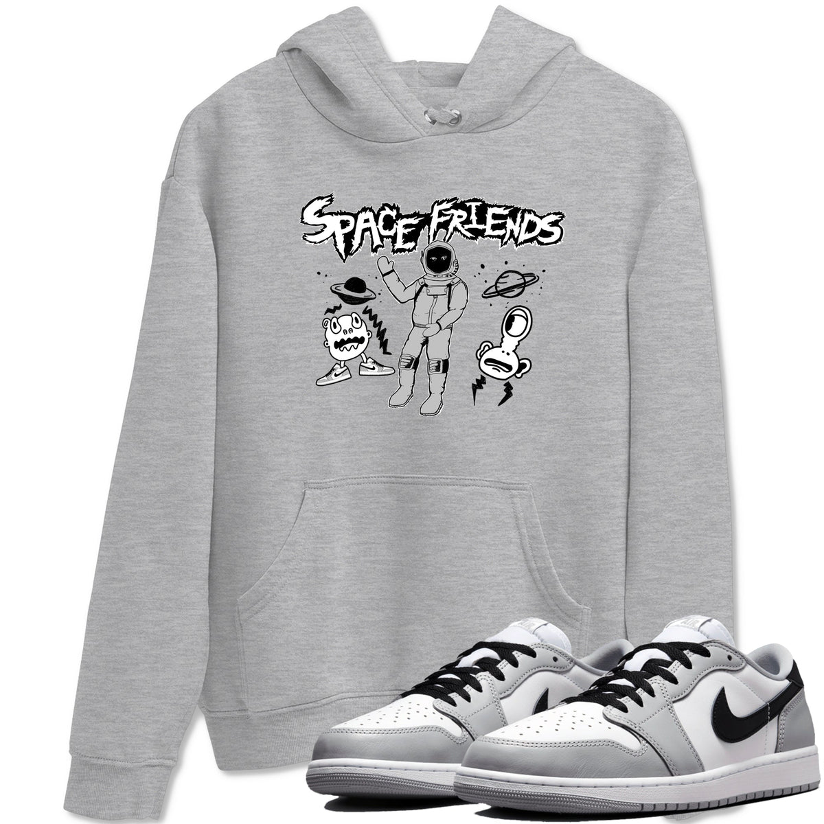 1s Wolf Grey shirts to match jordans Space Friends sneaker match tees Air Jordan 1 Wolf Grey Drip Gear Zone streetwear brand Heather Grey 1 unisex cotton tee