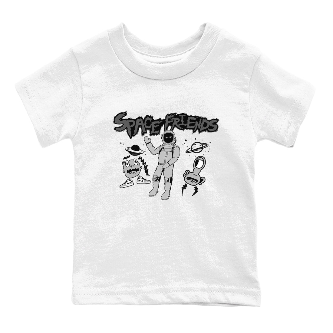 1s Wolf Grey shirts to match jordans Space Friends sneaker match tees Air Jordan 1 Wolf Grey Drip Gear Zone streetwear brand Baby and Youth White 2 cotton tee