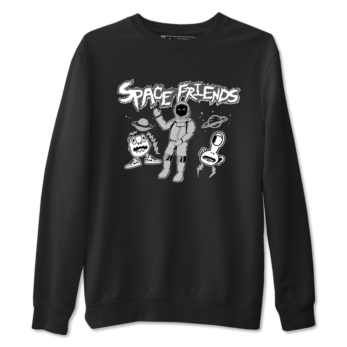 1s Wolf Grey shirts to match jordans Space Friends sneaker match tees Air Jordan 1 Wolf Grey Drip Gear Zone streetwear brand Black 2 unisex cotton tee