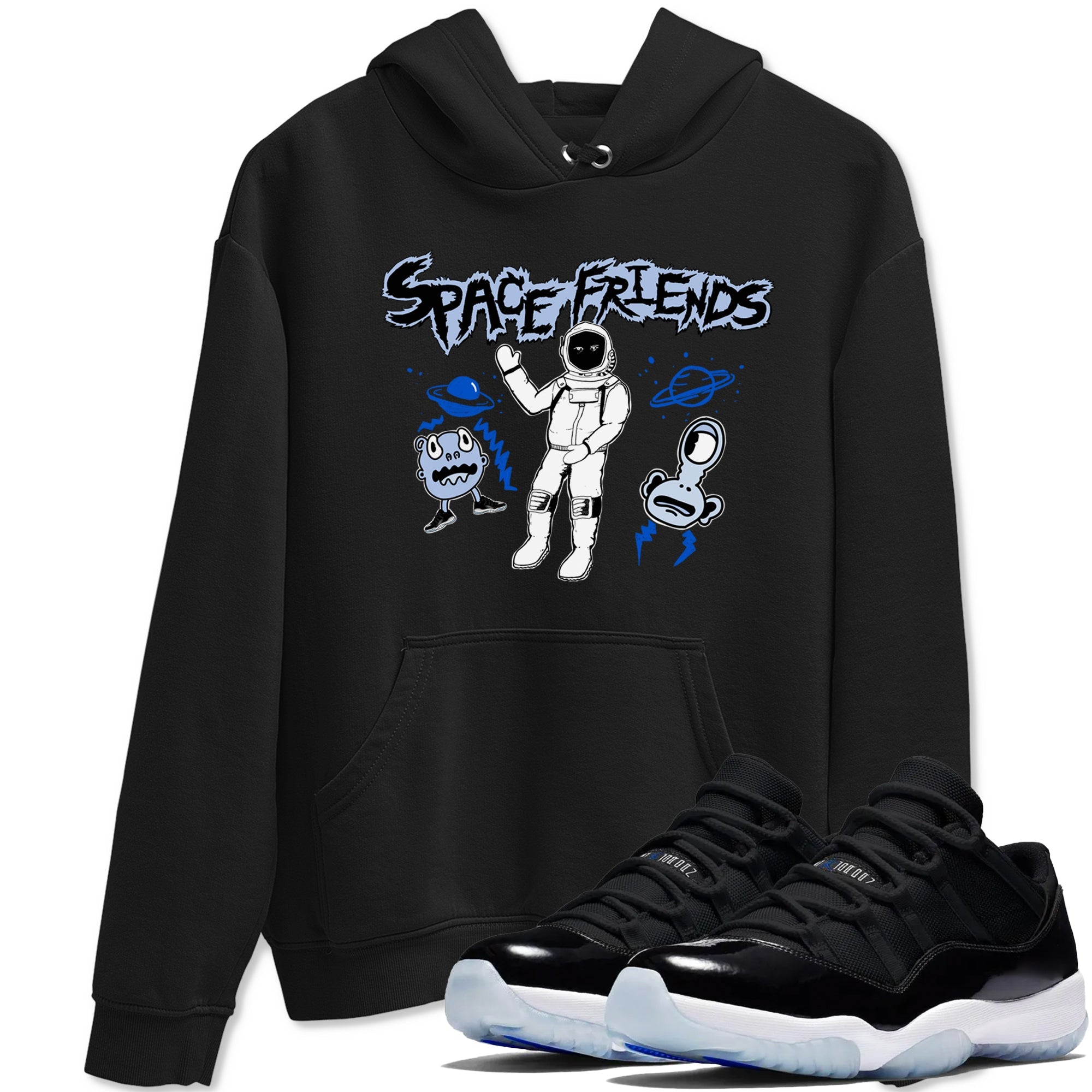 11s Space Jam shirt to match jordans Space Friends sneaker tees Air Jordan 11 Retro Space Jam Streetwear Brand Drip Gear Zone unisex cotton Black 1 crew neck shirt