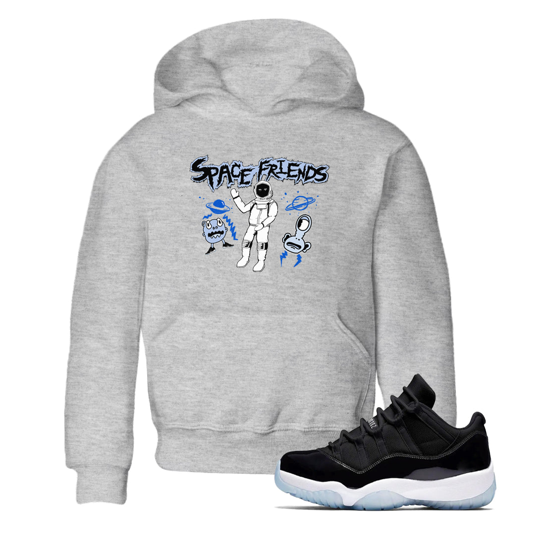 11s Space Jam shirt to match jordans Space Friends sneaker tees Air Jordan 11 Retro Space Jam Streetwear Brand Drip Gear Zone baby toddler Heather Grey 1 cotton Shirt