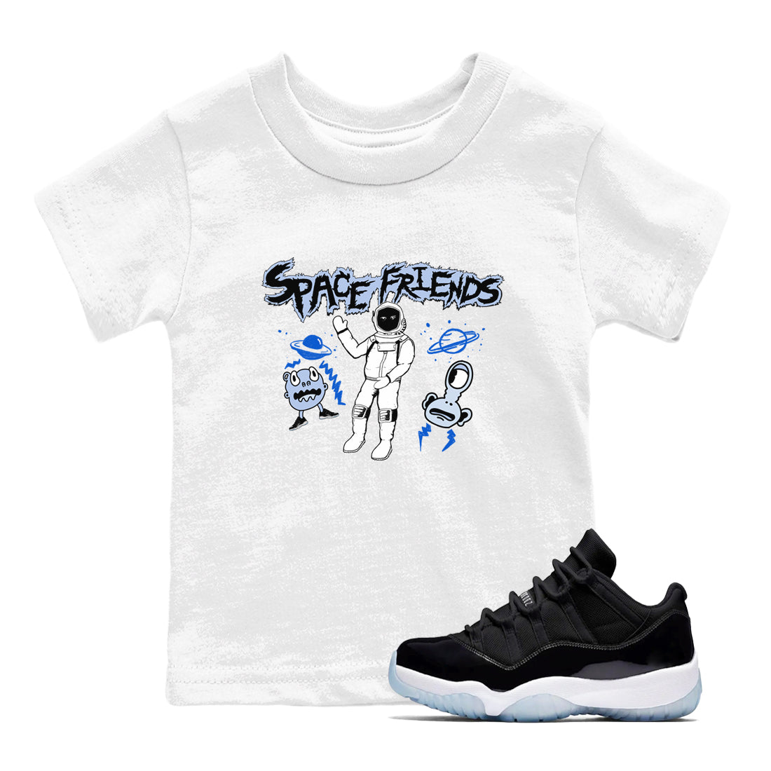 11s Space Jam shirt to match jordans Space Friends sneaker tees Air Jordan 11 Retro Space Jam Streetwear Brand Drip Gear Zone baby toddler White 1 cotton Shirt