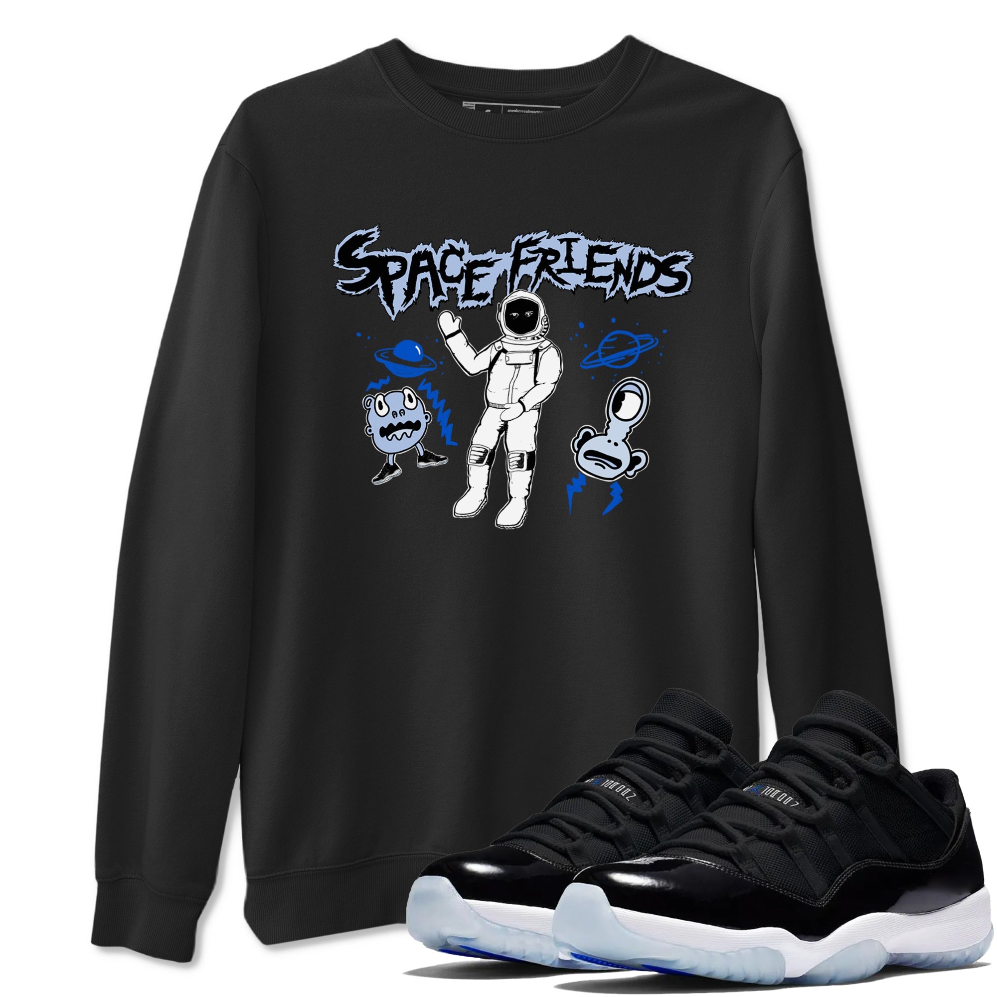 11s Space Jam shirt to match jordans Space Friends sneaker tees Air Jordan 11 Retro Space Jam Streetwear Brand Drip Gear Zone unisex cotton Black 1 crew neck shirt