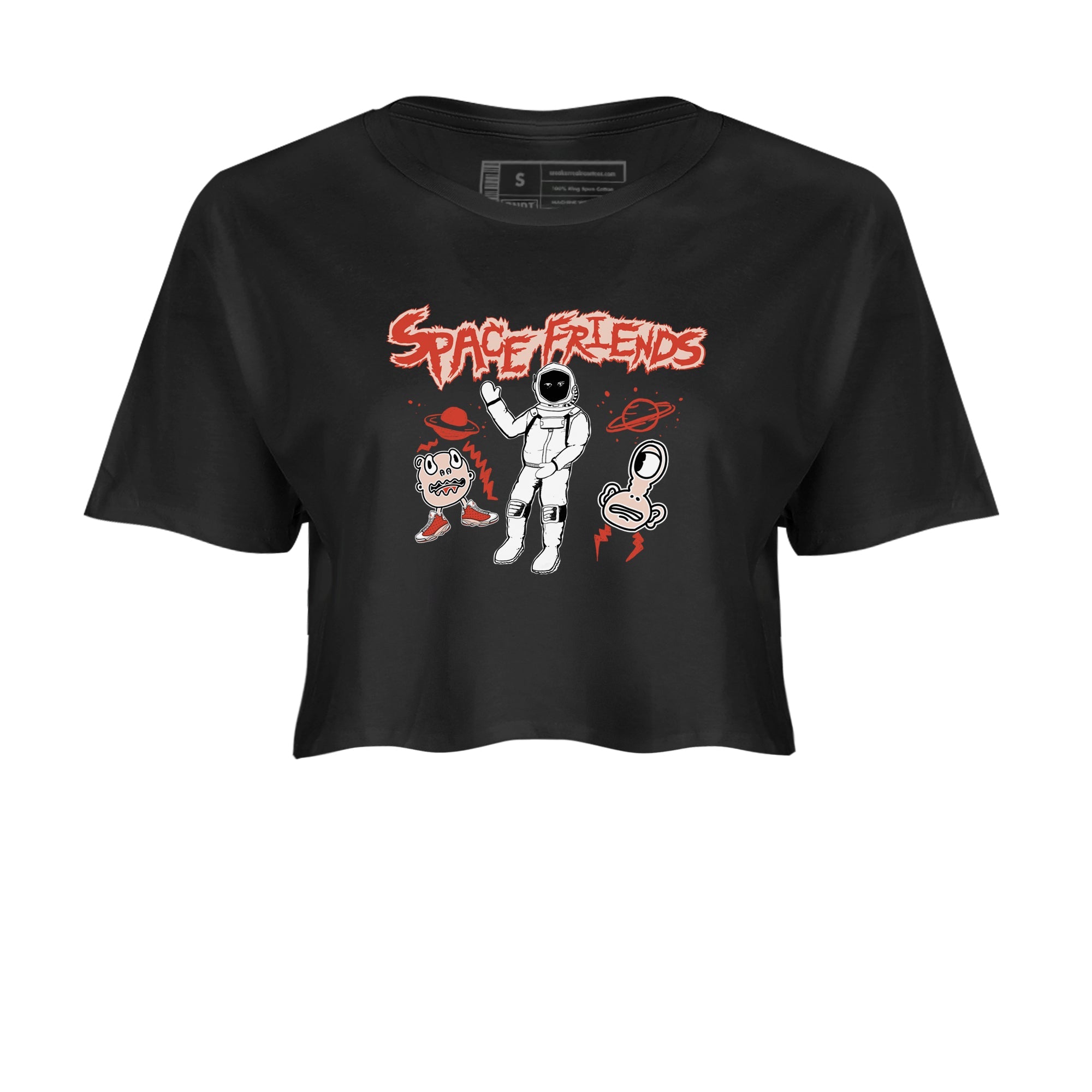 AJ13 Dune Red shirts to match jordans Space Friends sneaker match tees Air Jordan 13 Dune Red Drip Gear Zone streetwear brand Black 2 crop tee