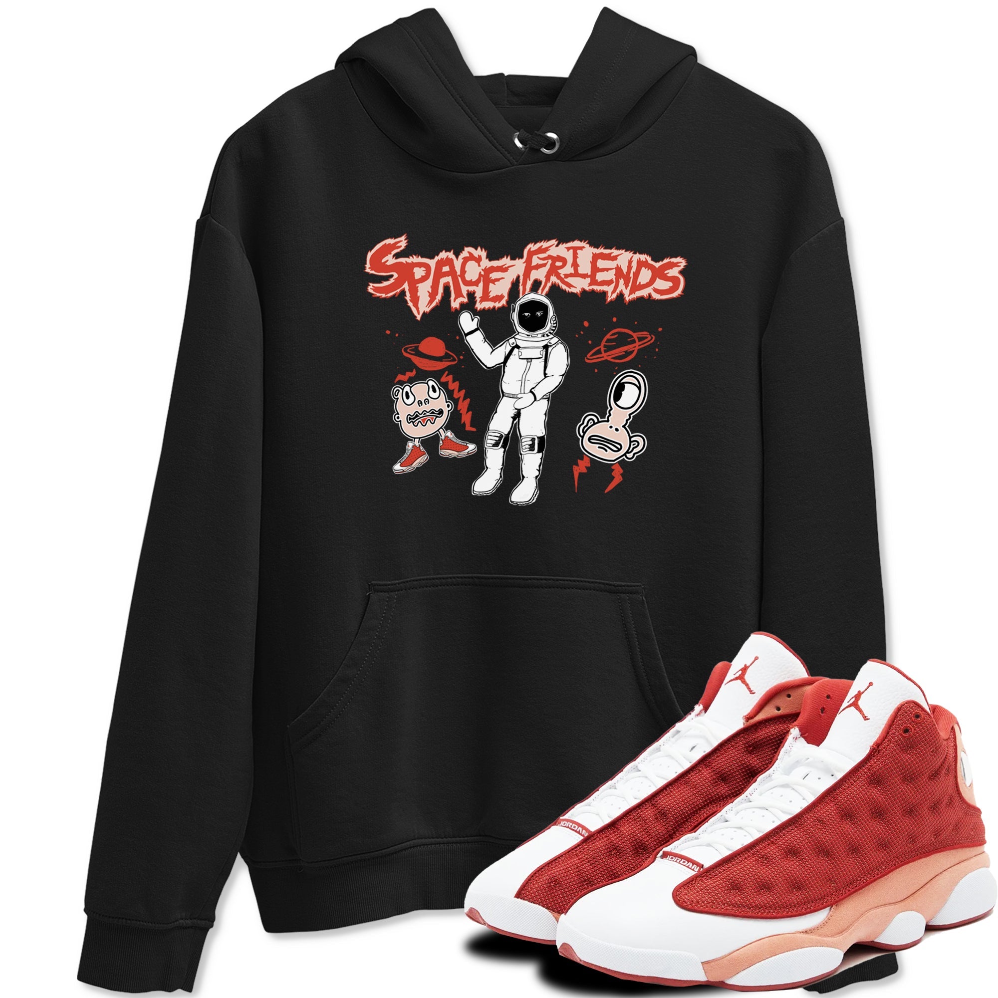 AJ13 Dune Red shirts to match jordans Space Friends sneaker match tees Air Jordan 13 Dune Red Drip Gear Zone streetwear brand Black 1 unisex cotton tee