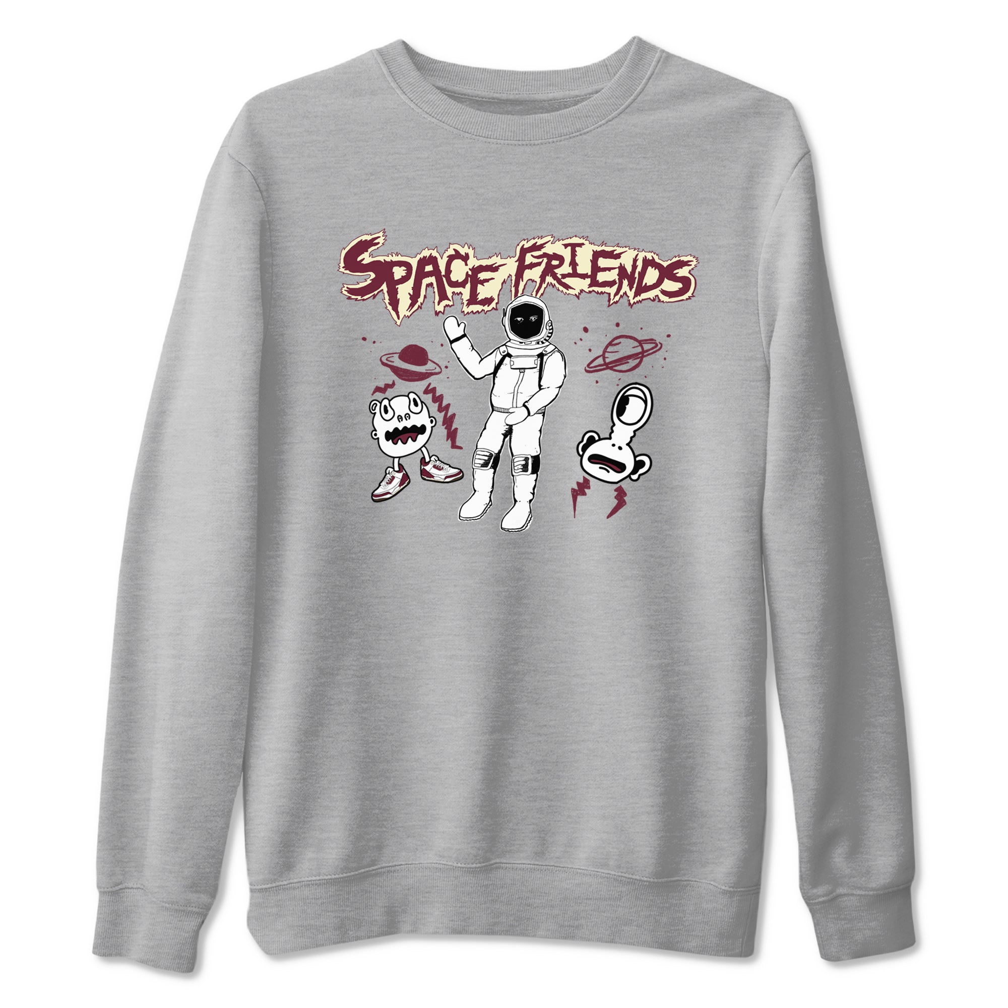 AJ3 A Ma Maniere x Burgundy Crush shirts to match jordans Space Friends sneaker match tees A Ma Maniére x Air Jordan 3 "Burgundy Crush" Drip Gear Zone streetwear brand Heather Grey 2 unisex cotton tee