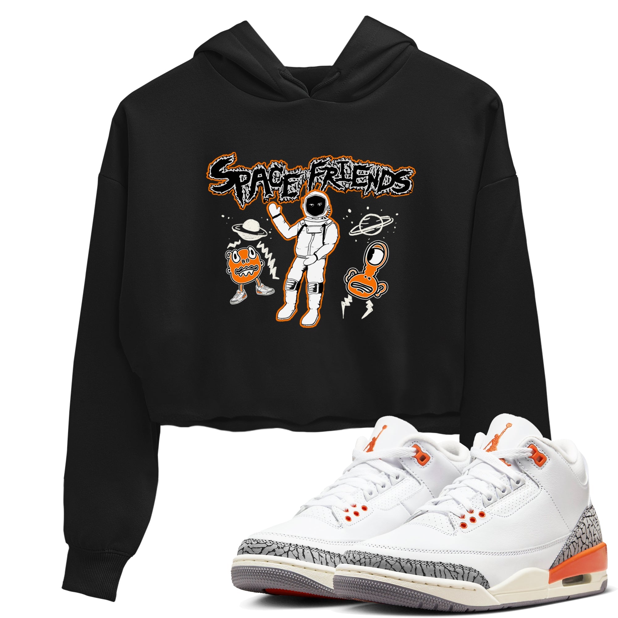3s Georgia Peach shirt to match jordans Space Friends sneaker tees Air Jordan 3 Georgia Peach Drip Gear Zone Black 1 crop length shirt
