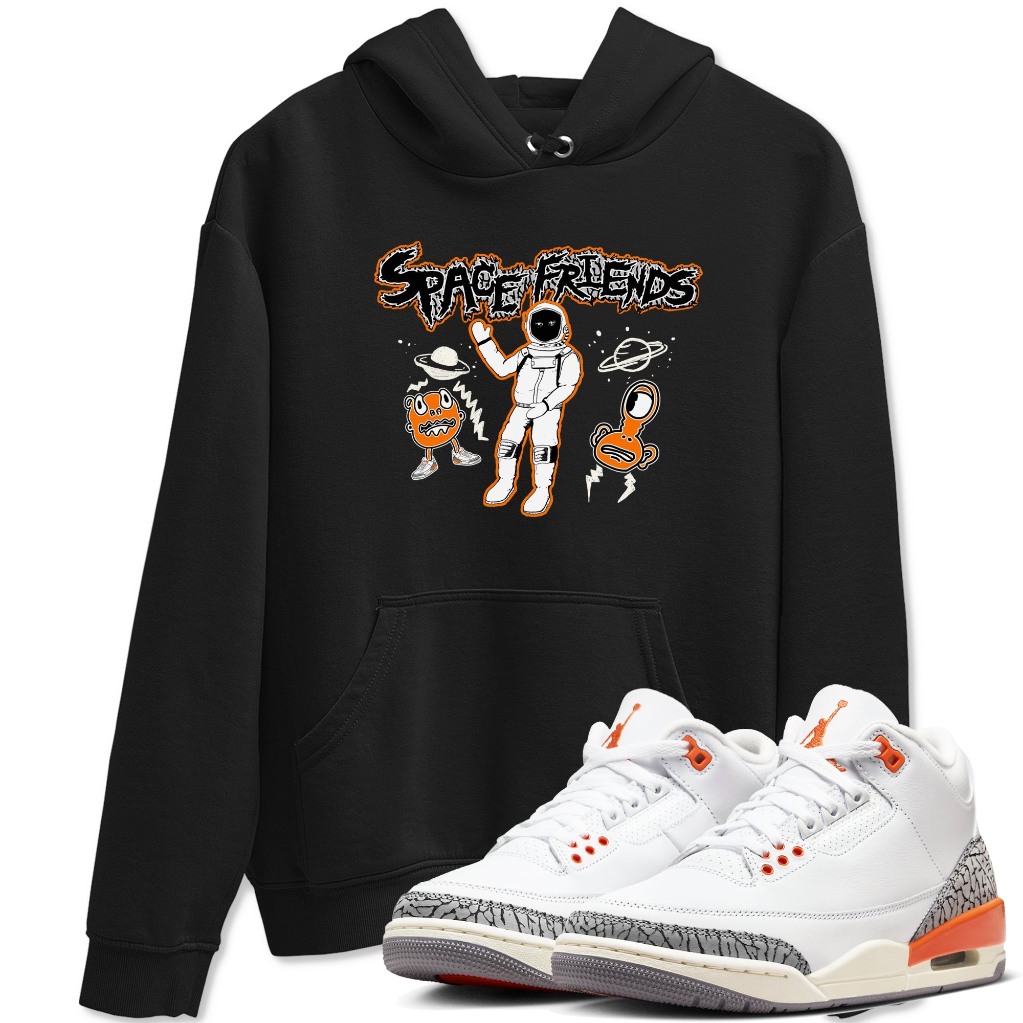 3s Georgia Peach shirt to match jordans Space Friends sneaker tees Air Jordan 3 Georgia Peach Drip Gear Zone unisex cotton Black 1 crew neck shirt