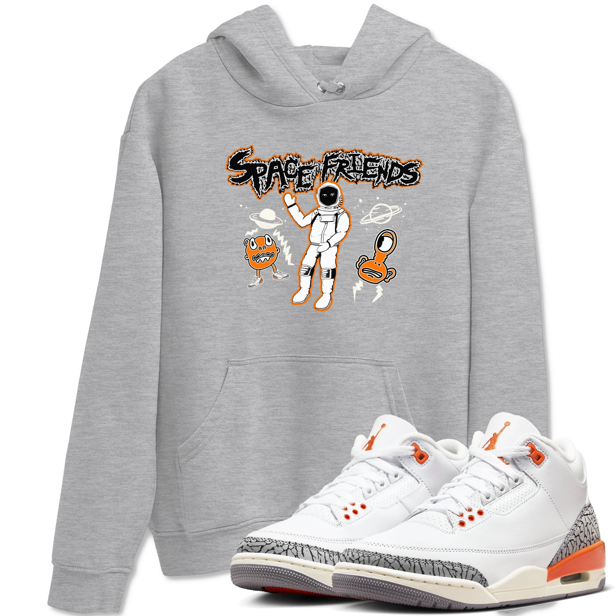 3s Georgia Peach shirt to match jordans Space Friends sneaker tees Air Jordan 3 Georgia Peach Drip Gear Zone unisex cotton Heather Grey 1 crew neck shirt