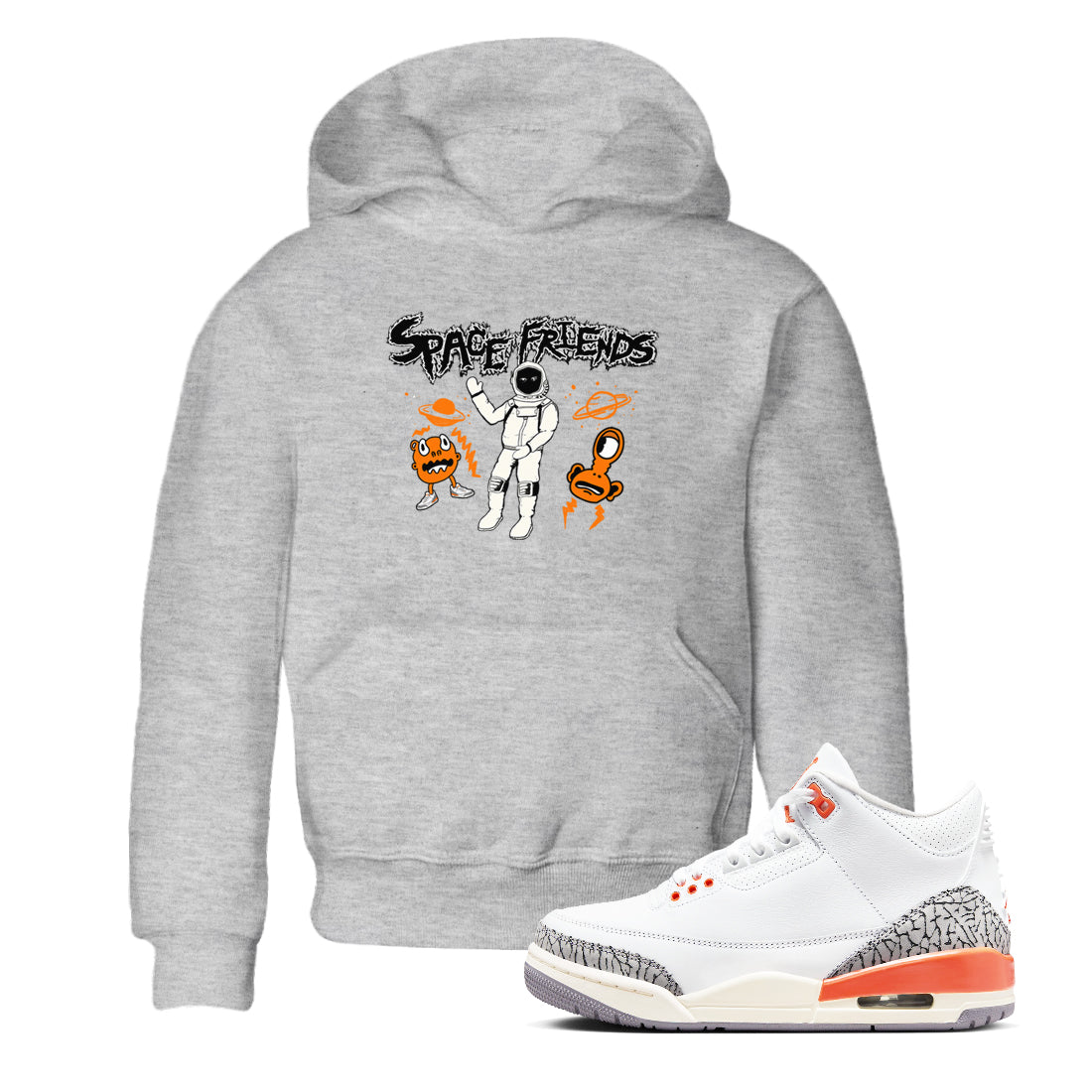 3s Georgia Peach shirt to match jordans Space Friends sneaker tees Air Jordan 3 Georgia Peach Drip Gear Zone baby toddler Heather Grey 1 cotton Shirt