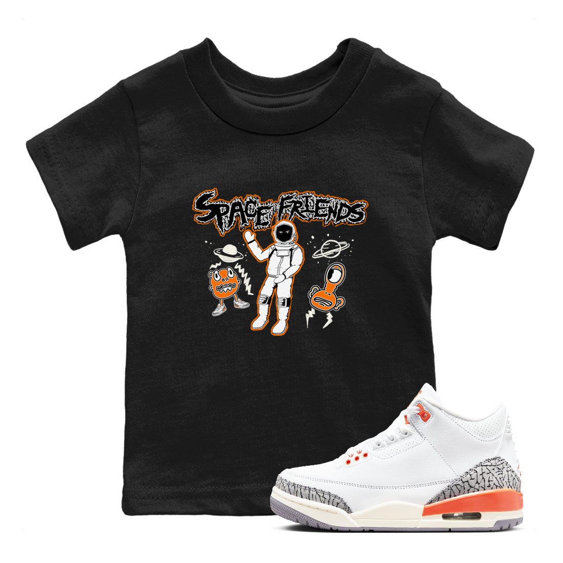 3s Georgia Peach shirt to match jordans Space Friends sneaker tees Air Jordan 3 Georgia Peach Drip Gear Zone baby toddler Black 1 cotton Shirt