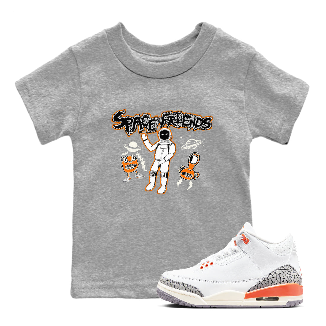 3s Georgia Peach shirt to match jordans Space Friends sneaker tees Air Jordan 3 Georgia Peach Drip Gear Zone baby toddler Heather Grey 1 cotton Shirt