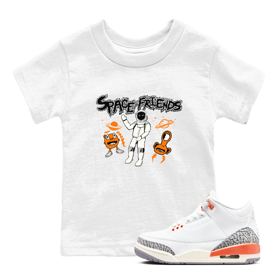 3s Georgia Peach shirt to match jordans Space Friends sneaker tees Air Jordan 3 Georgia Peach Drip Gear Zone baby toddler White 1 cotton Shirt